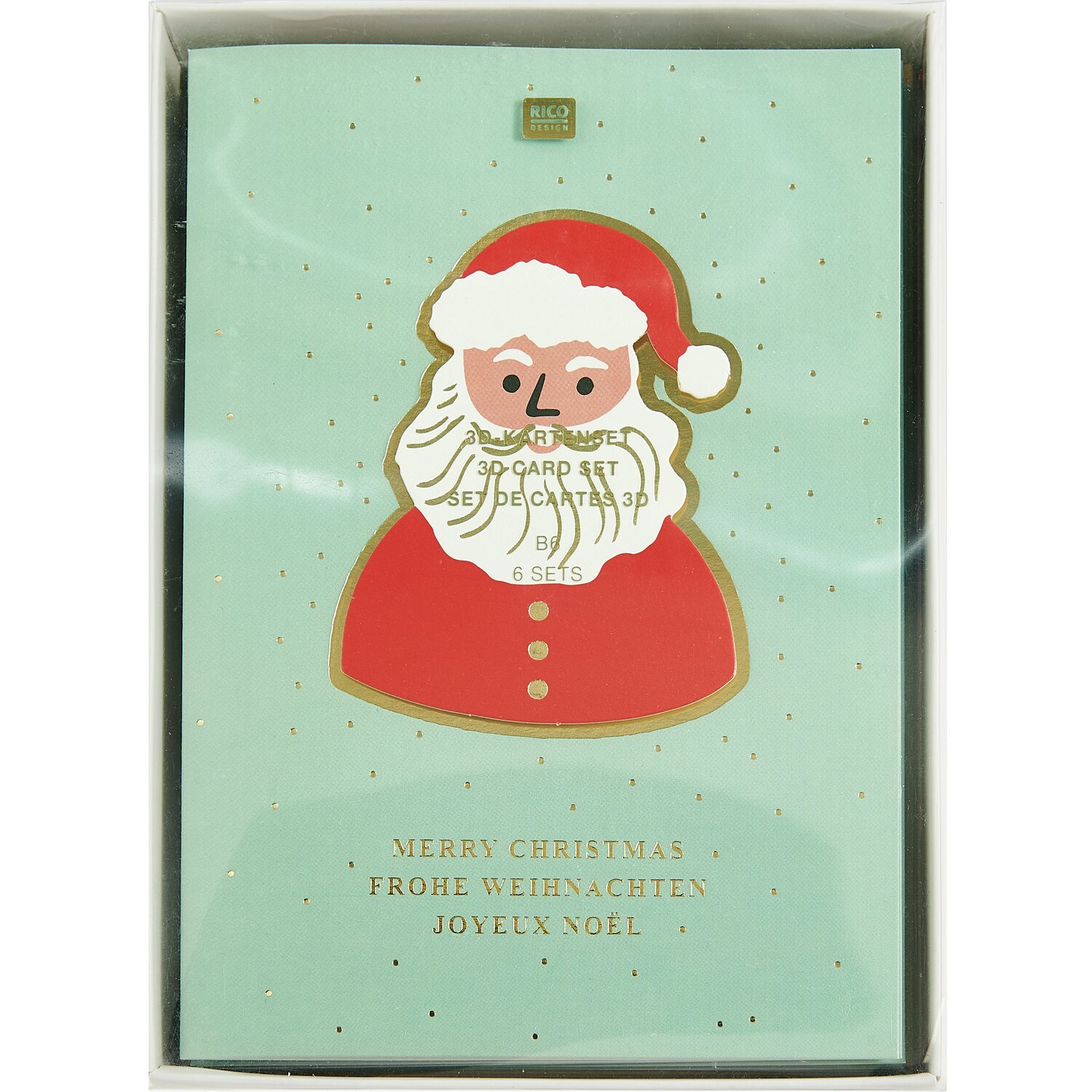 3D-Kartenset Weihnachtsmann B6 12-teilig von Rico Design