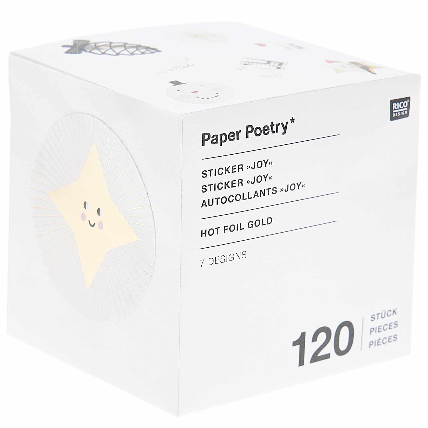 Paper Poetry Sticker Joy 5,5cm 120 Stück auf der Rolle Hot Foil von Rico Design