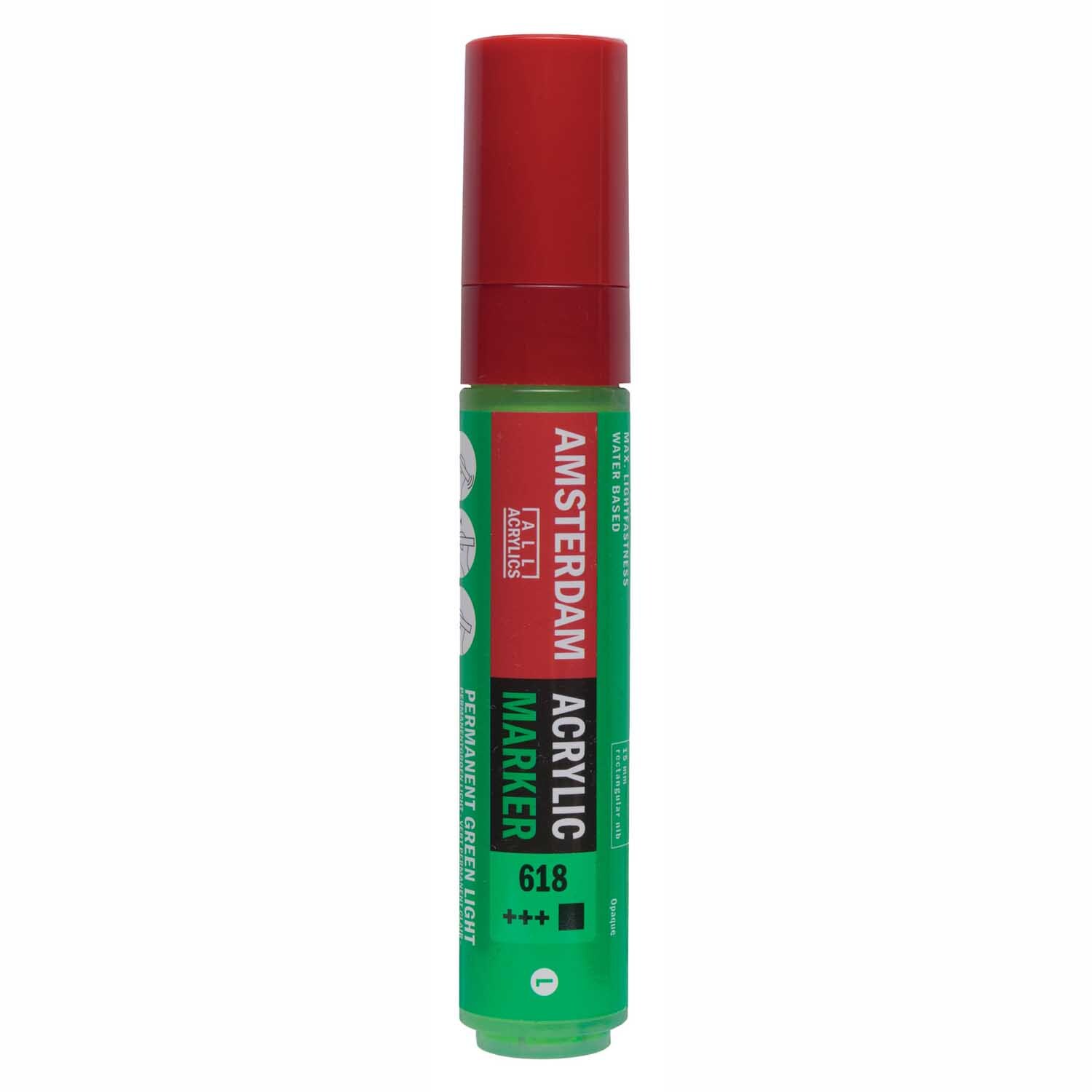 Acrylic Marker 15mm Farbe Permanentgrün Hell von Royal Talens Acrylic Marker 15mm in leuchtendem Grün von AMSTERDAM, ideal für kreative Projekte und präzise Linienführung.