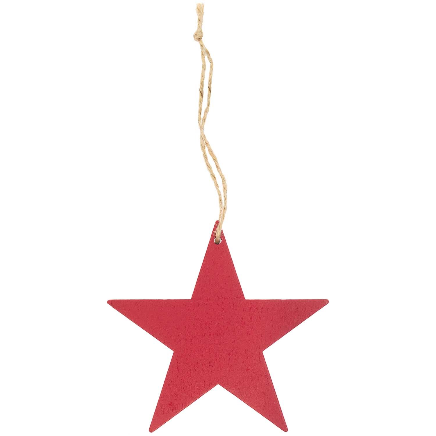 Holzhänger Stern von Rico Design: Roter Holzstern mit Schnur zum Aufhängen, ideal für Dekorationen.