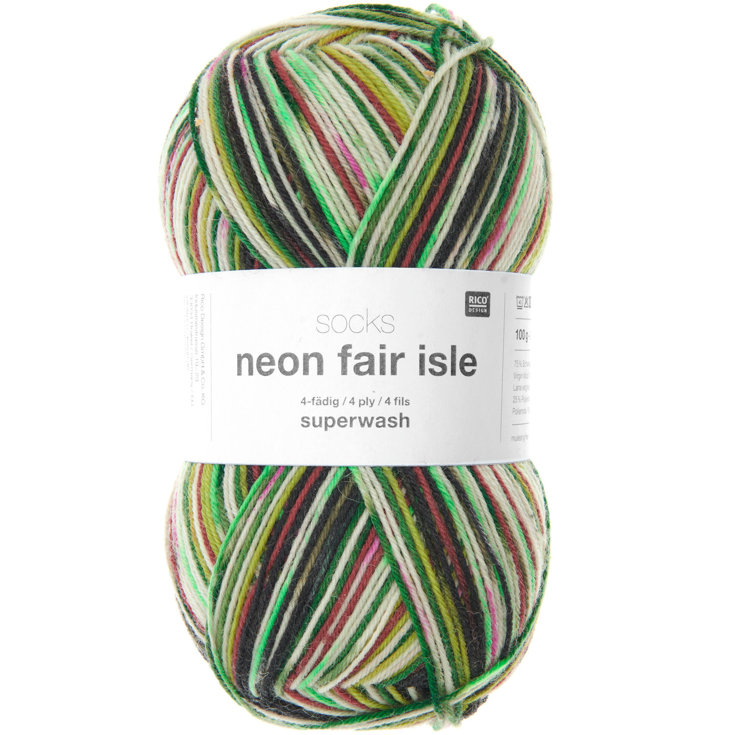 Socks Neon Fair Isle 4-fädig Socks Neon Fair Isle 4-fädig