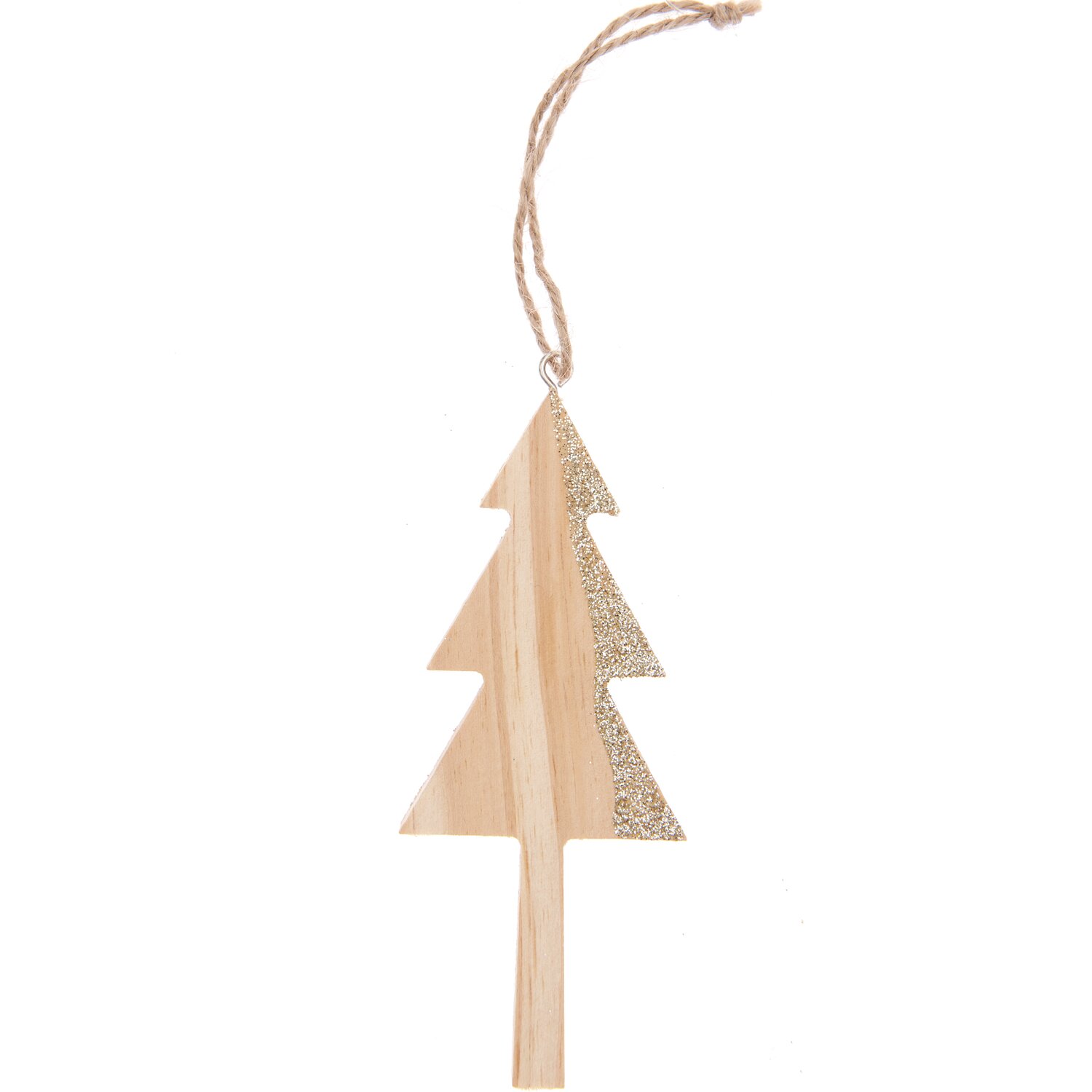 Holzhänger Tannenbaum natur-gold von Rico Design, aus Holz mit goldenen Akzenten, ideal für weihnachtliche Dekorationen.