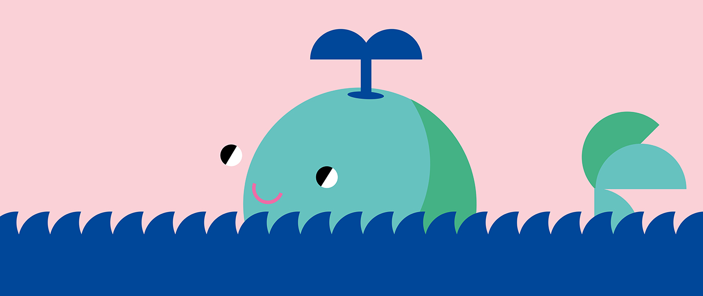 Grafisches Bild von einem Wal der im Wasser schwimmt