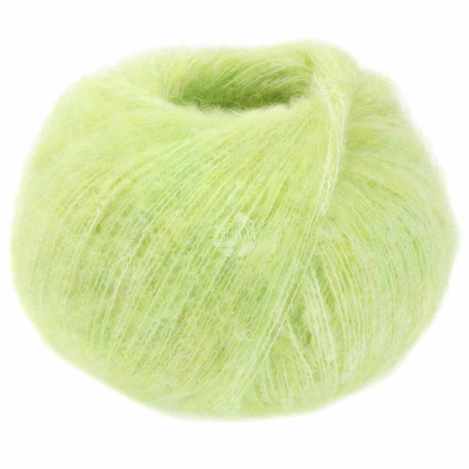 Bella: Weiches, hellgrünes Garnknäuel von Lana Grossa, ideal für leichte Strickprojekte.