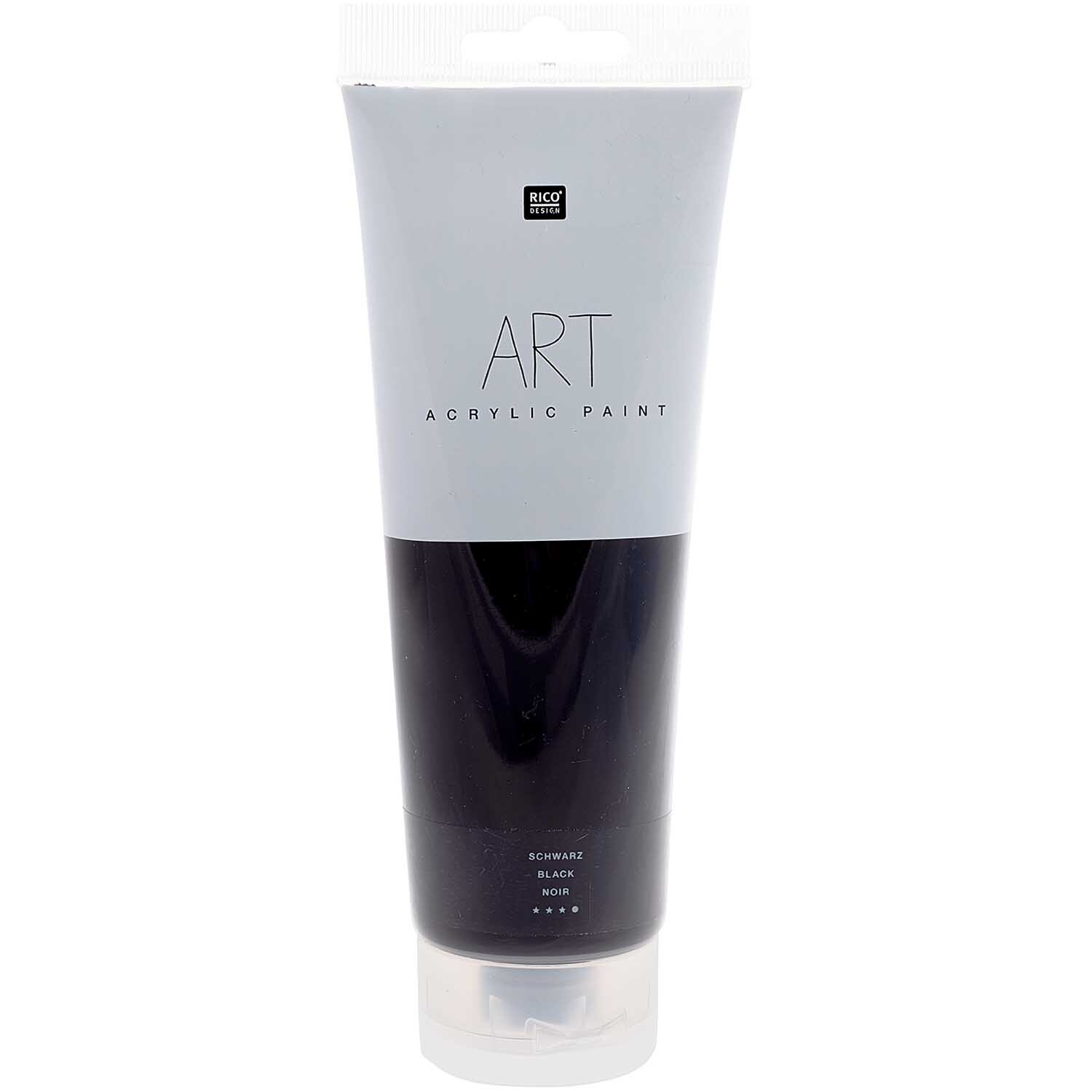 ART Künstler Acrylfarbe 250ml von Rico Design in Schwarz, in einer großen Tube mit klarer Beschriftung.