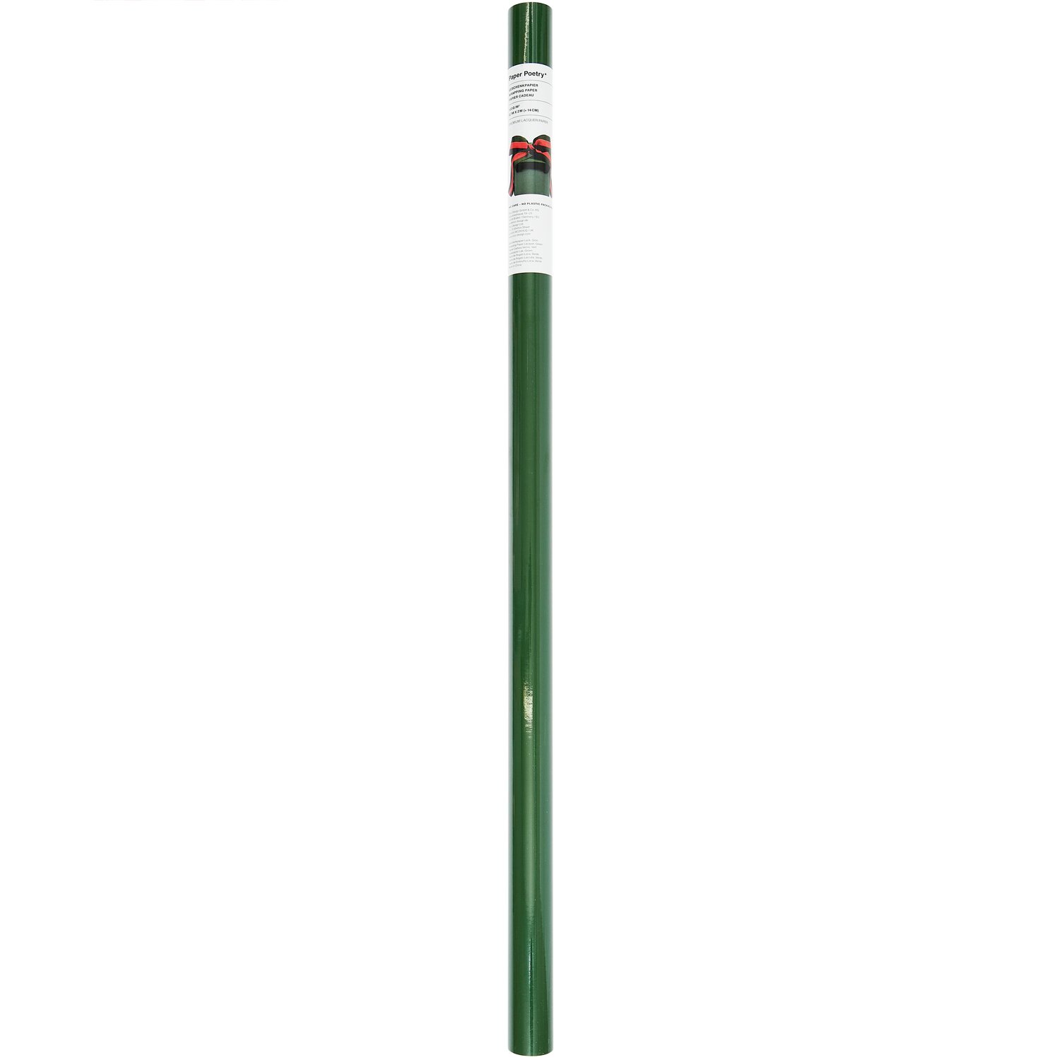 Geschenkpapier Lack 200x70cm von Rico Design in grün, 100g/m², aufgerollt und bereit zum Verpacken.