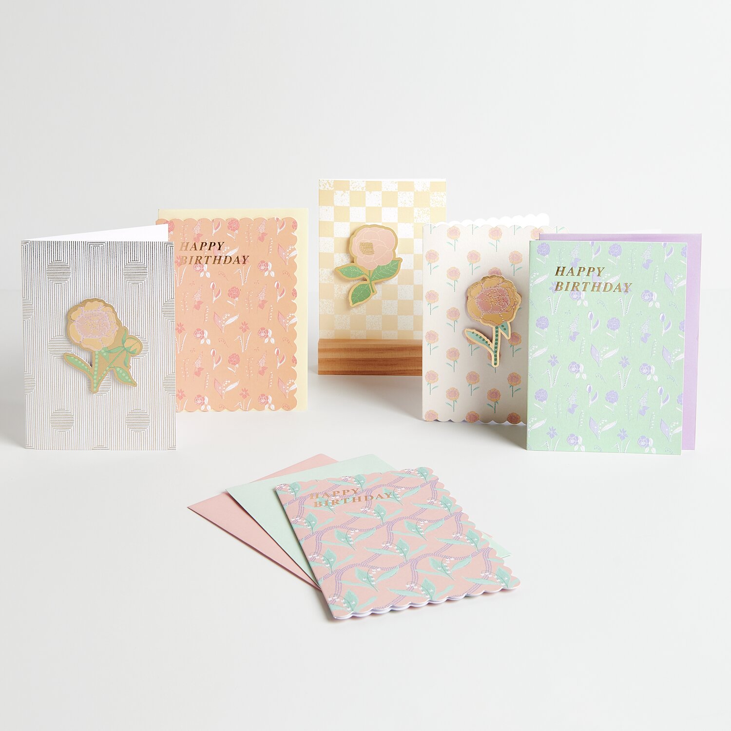 Paper Poetry 3D-Kartenset Blumen Sky Pastell: Bunte Geburtstagskarten mit floralen 3D-Motiven in zarten Pastelltönen, ideal für kreative Grüße.