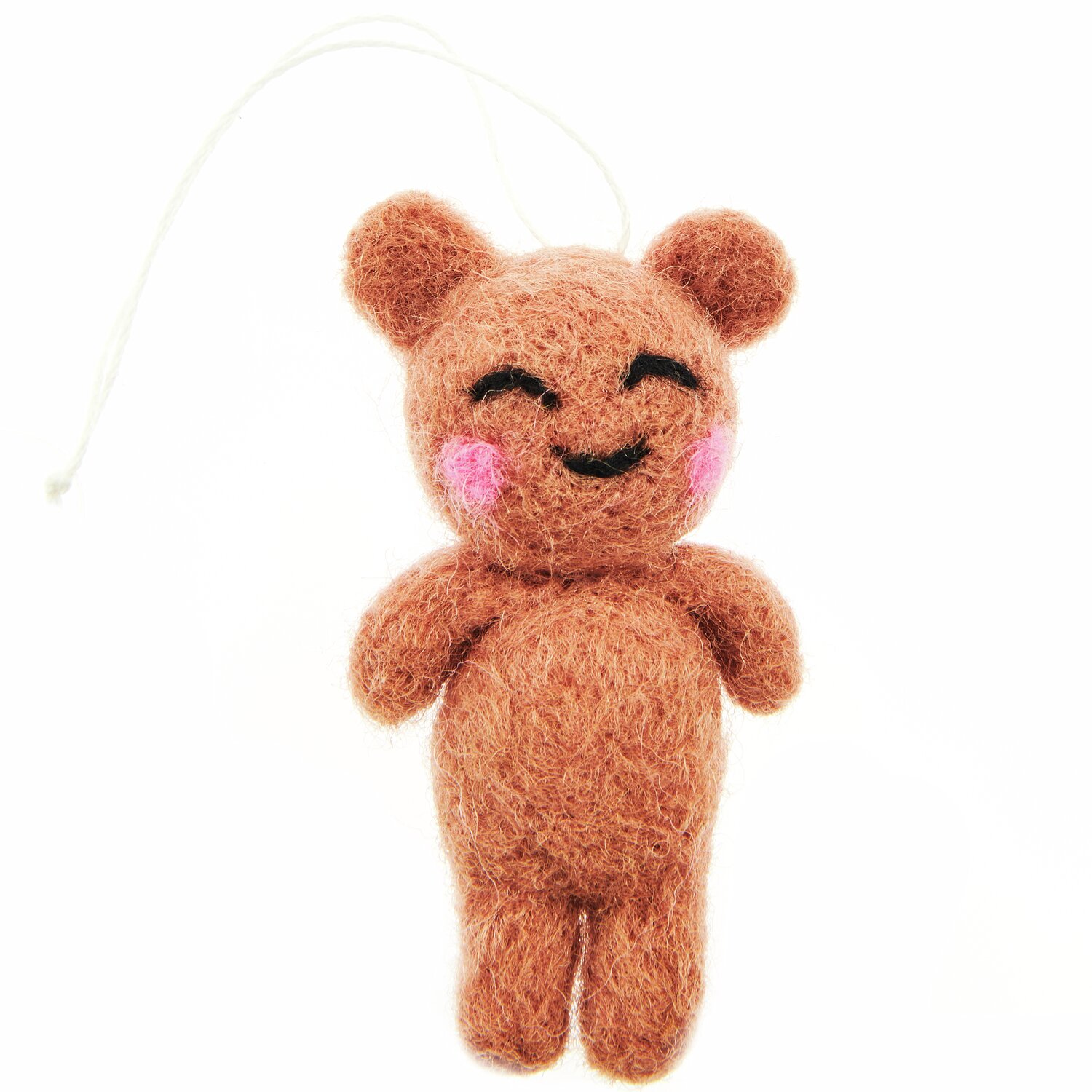 Aufhänger Filz-Bär 3D Braun: Niedlicher brauner Filzbär von Rico Design mit rosa Wangen, ideal als Dekoration. Größe: 7x3,9x2,4cm.