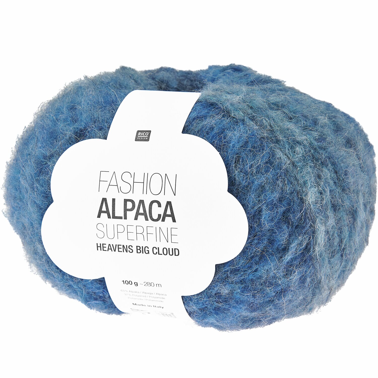 Strickset Cardigan Modell 15b aus Lovewool No. 21 von Rico Design Fashion Alpaca Superfine Heavens Big Cloud: Weiches, blaues Garnknäuel von Rico Design, ideal für Strickprojekte.