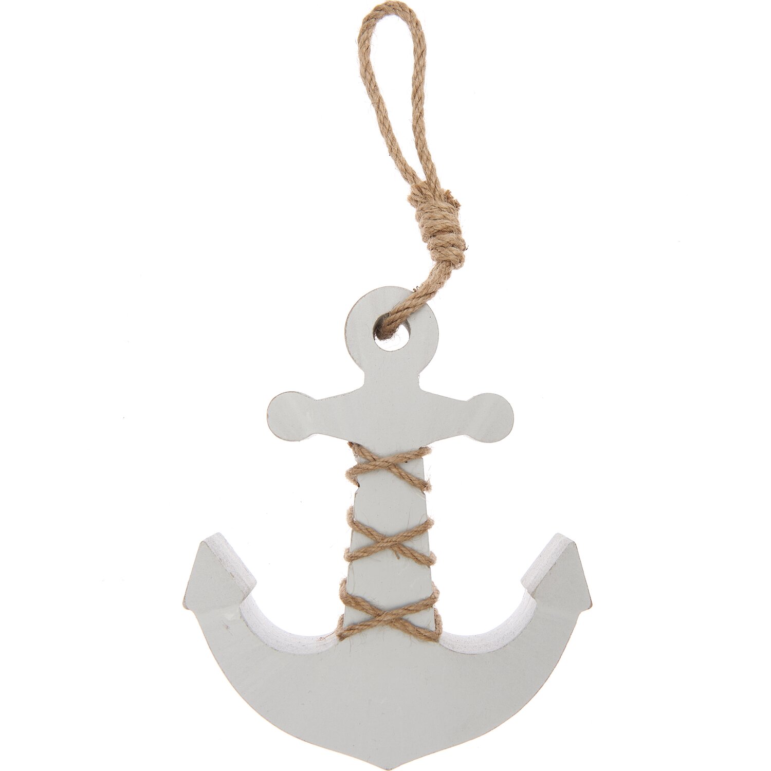 Holzhänger Anker grau 16x3x19cm: Dekorativer Anker aus Holz mit Seil, ideal für maritimes Ambiente.