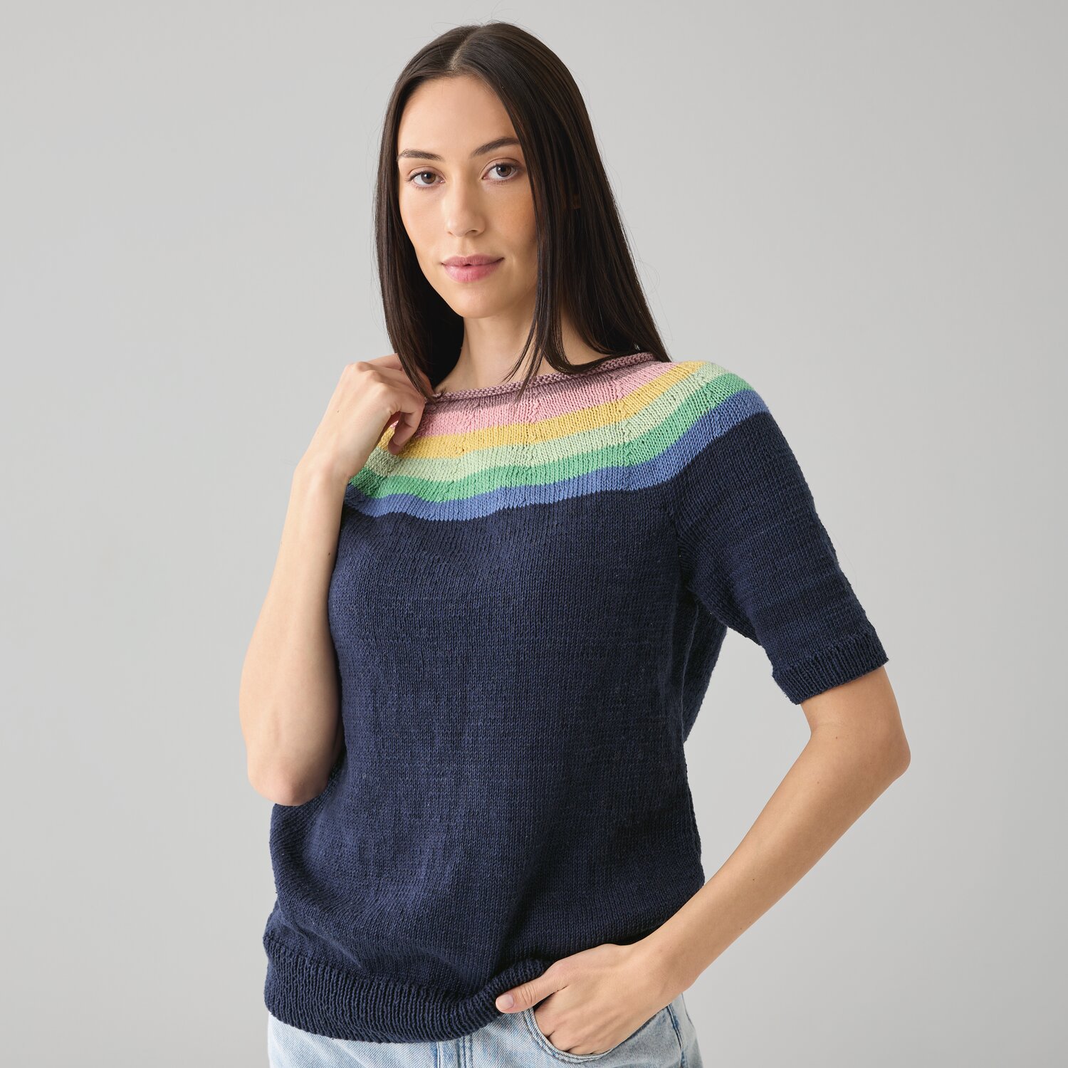 Strickset Top-Down-Shirt Modell 22b aus Die Neue Masche No. 15 von idee. Creativmarkt