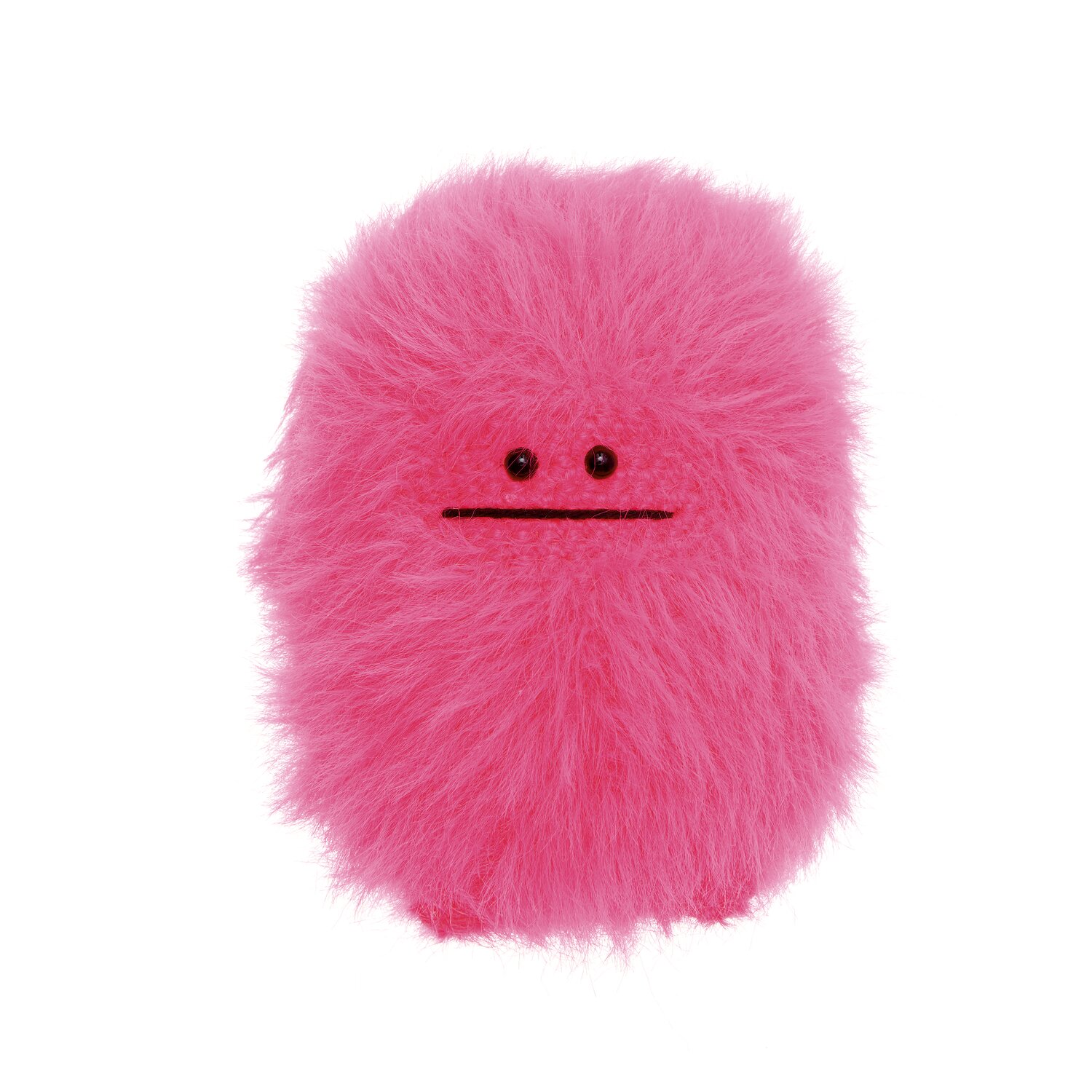 Ricorumi Marvellous Monsters Under My Bed, flauschiges Neon-Pink-Monster mit schwarzem Gesicht, gehäkelt aus Rico Design Creative Ricorumi Garn