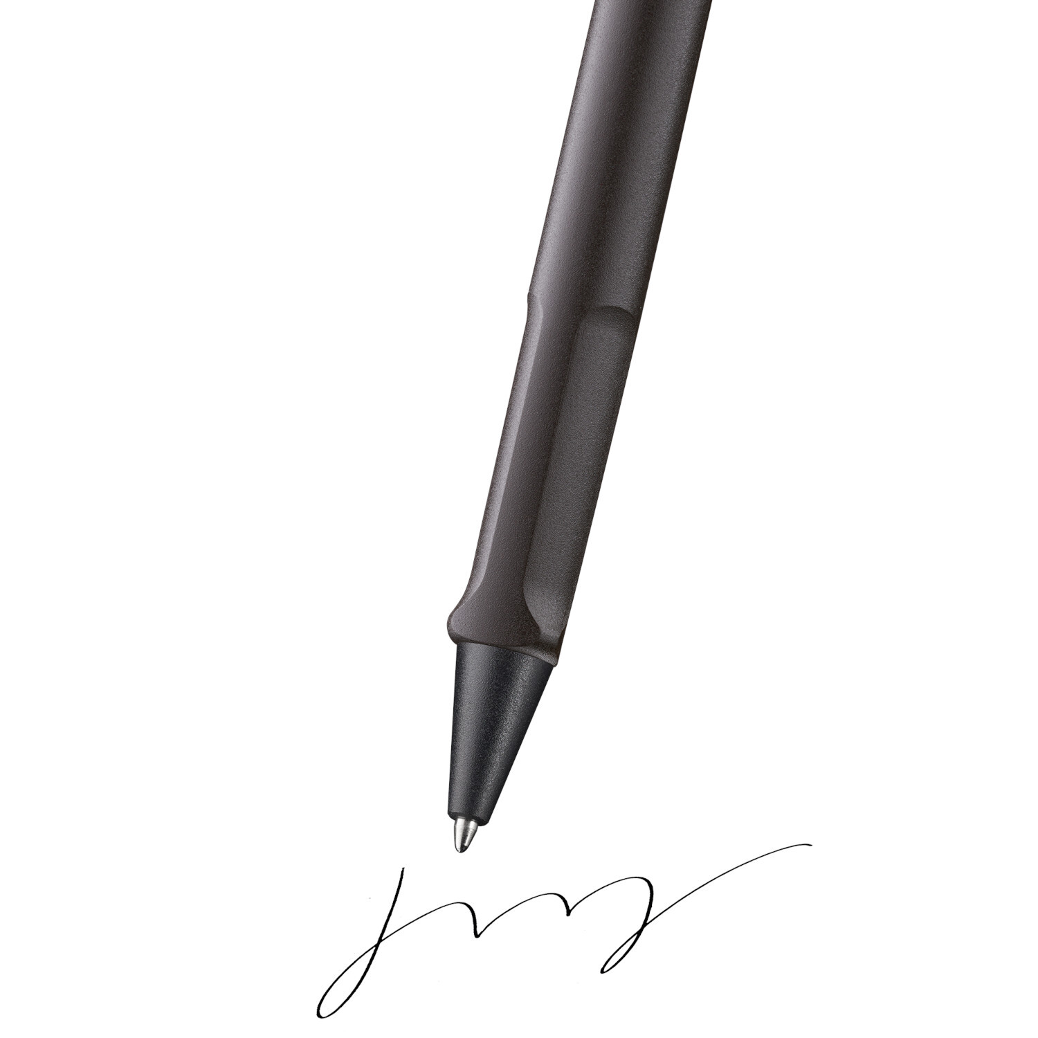 Kugelschreiber safari Farbe Umbra von C. Josef Lamy Kugelschreiber Lamy safari in Schwarz schreibt auf weißem Papier. Elegantes Design für komfortables Schreiben.