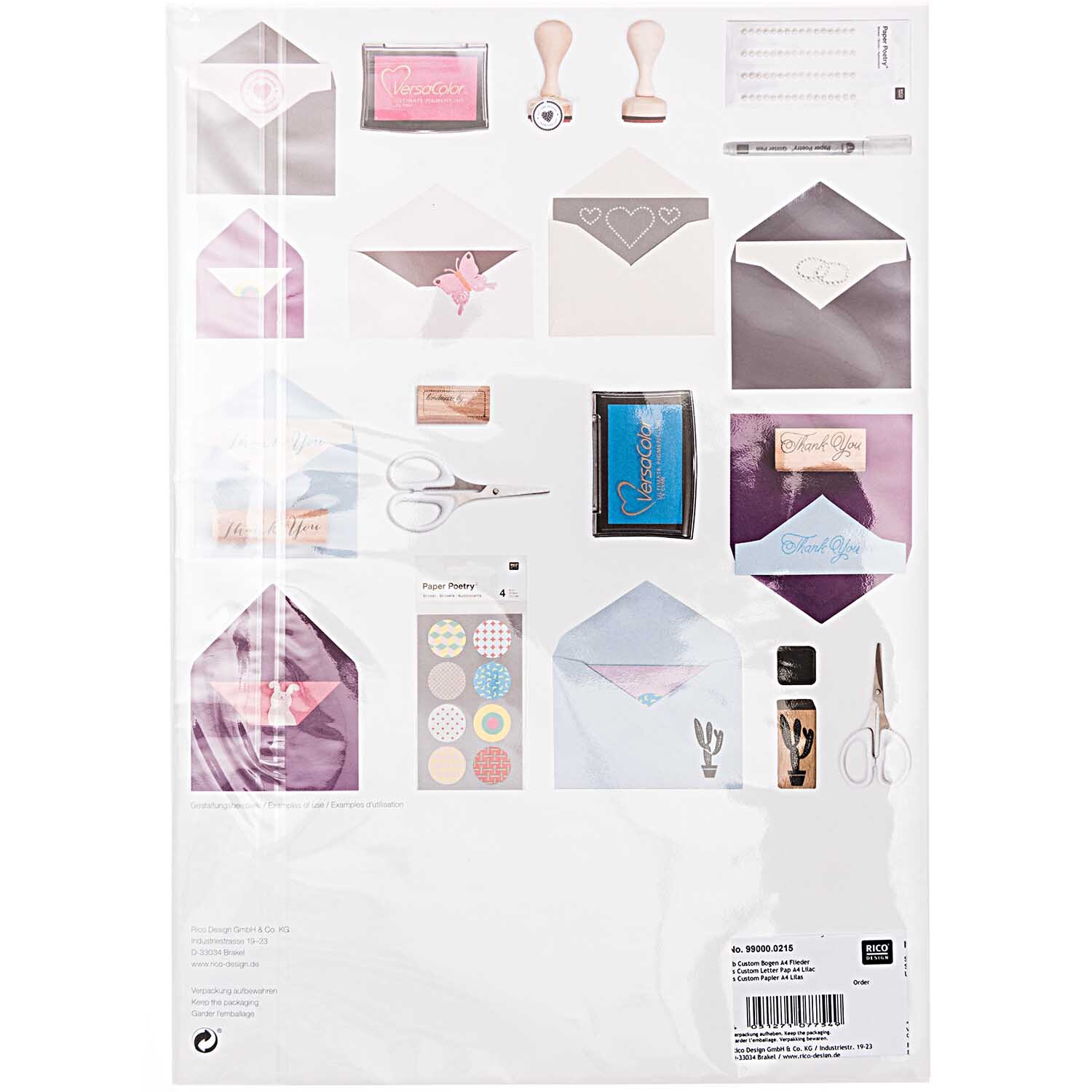 Bogen Essentials A4 5 Stück mit Umschlägen und Bastelzubehör von Rico Design in verschiedenen Designs.