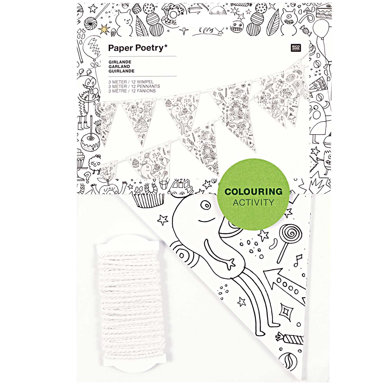 Paper Poetry Girlande Wimpel zum Ausmalen 3m Paper Poetry Girlande Wimpel zum Ausmalen 3m