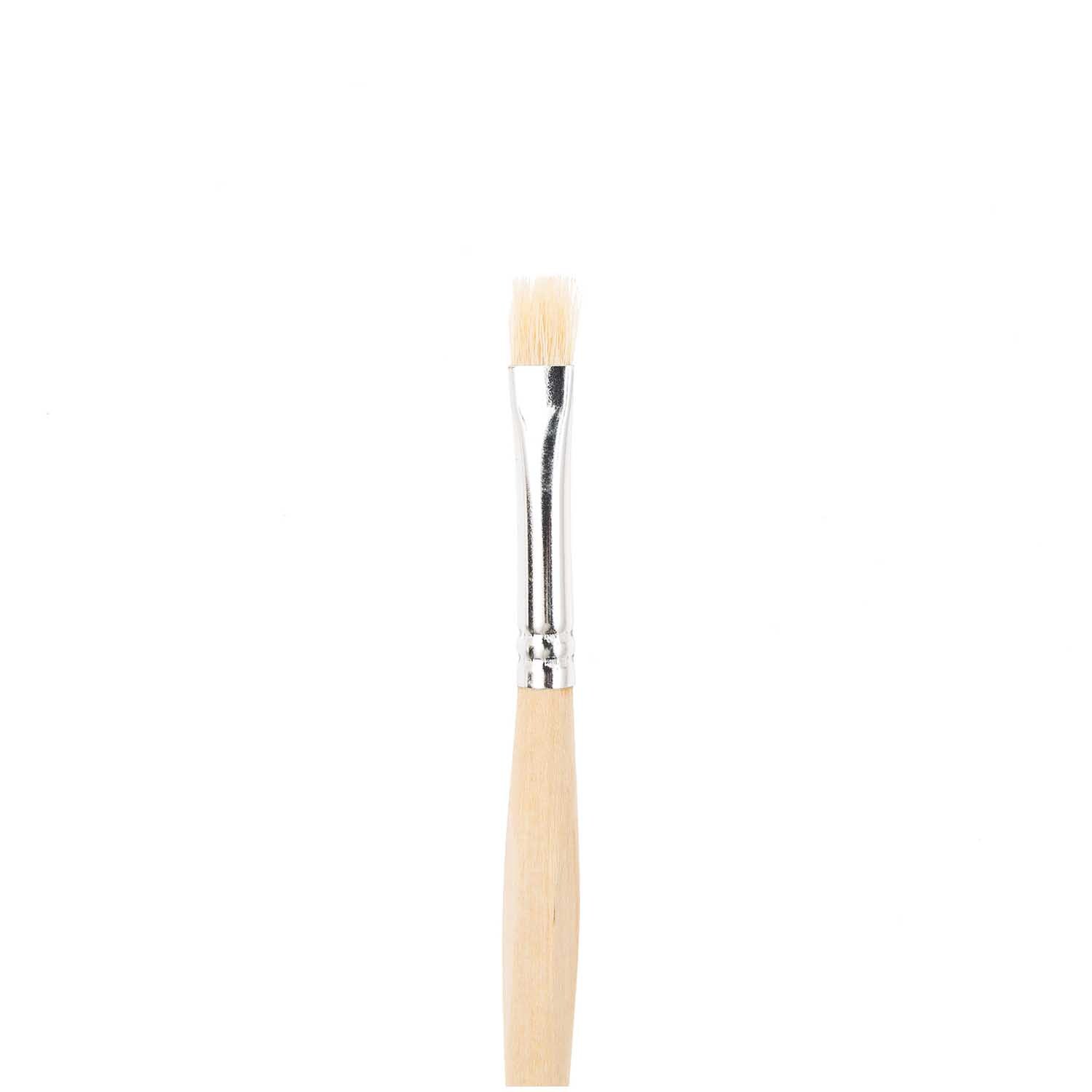 Pinsel Hobby Borste Ergonomic flach mit hellem Holzgriff und silberner Zwinge, ideal für präzises Malen.