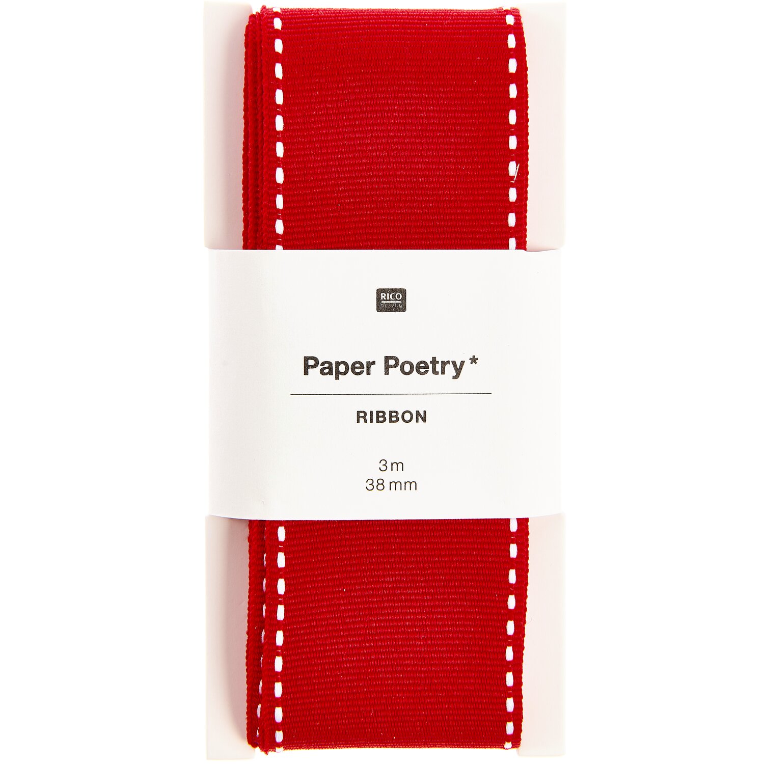 Paper Poetry Webband mit Naht Rot-Weiß 38mmx3m von Rico Design