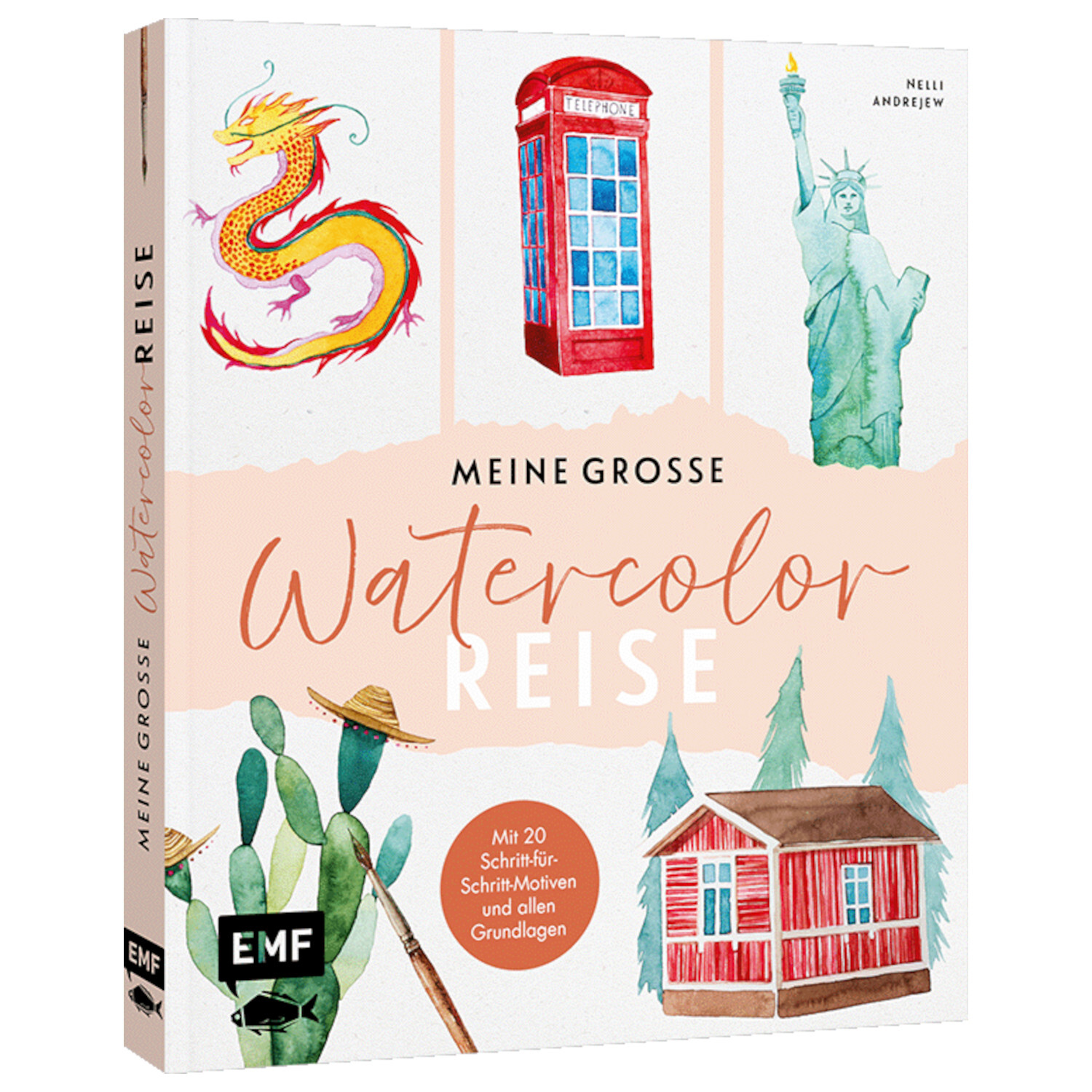 Meine große Watercolor-Reise: Kreatives Buch von EMF mit bunten Illustrationen und Maltechniken.