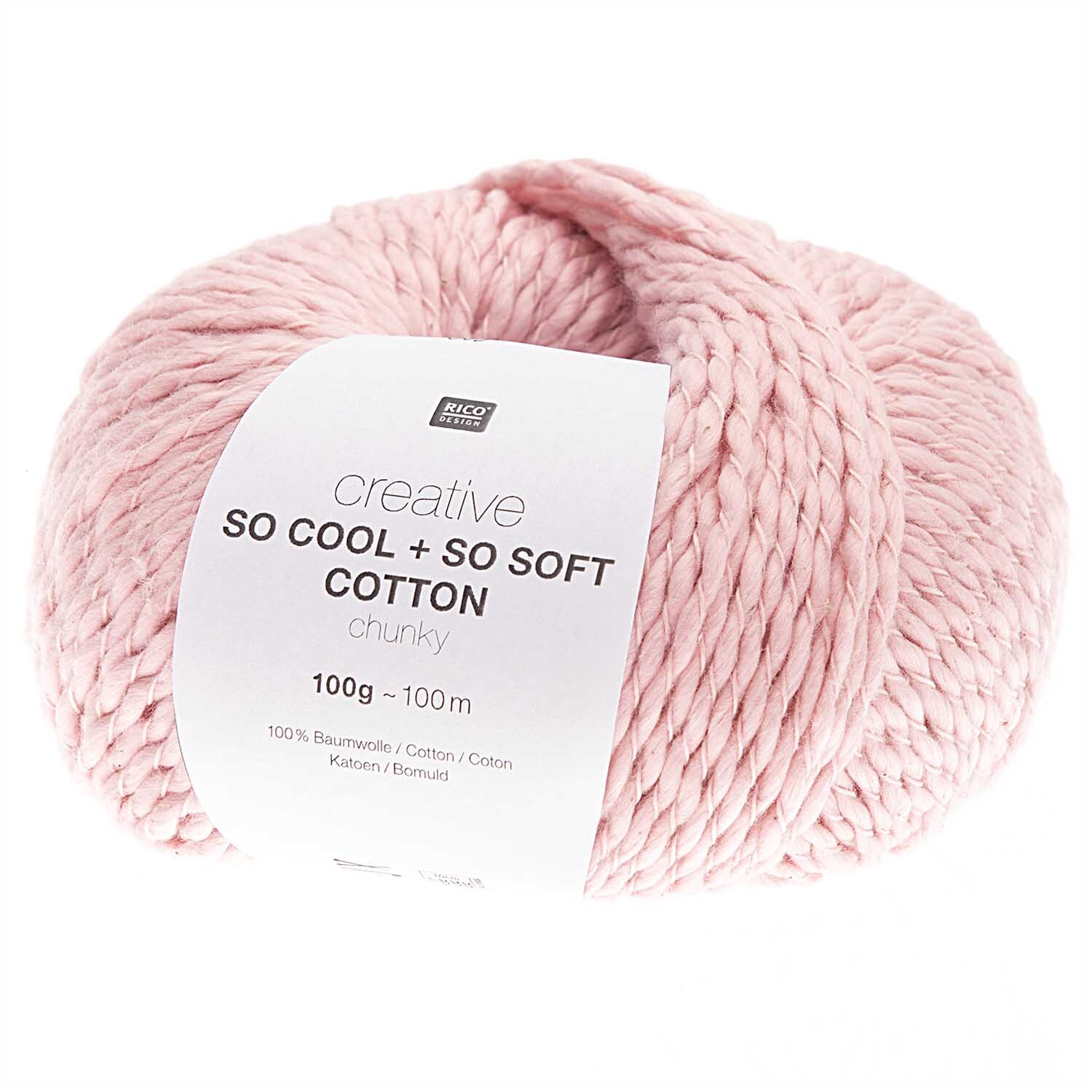 Creative So Cool + So Soft Cotton chunky: Rosa Baumwollgarn von Rico Design, 100g, 100m, ideal für Strickprojekte.