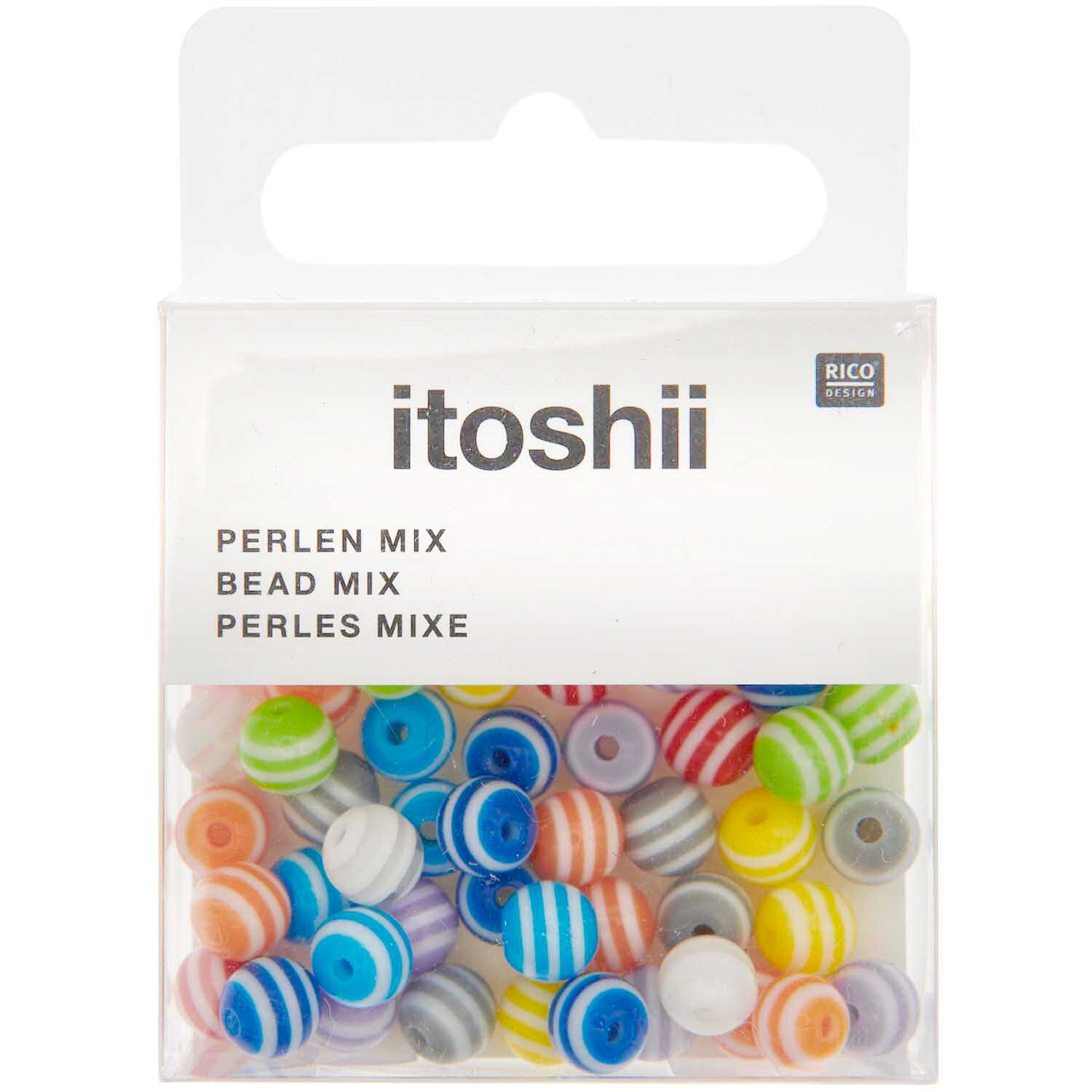 itoshii Gestreifte Perlen multi stripe Mix 6mm 65 Stück itoshii Gestreifte Perlen multi stripe Mix 6mm 65 Stück