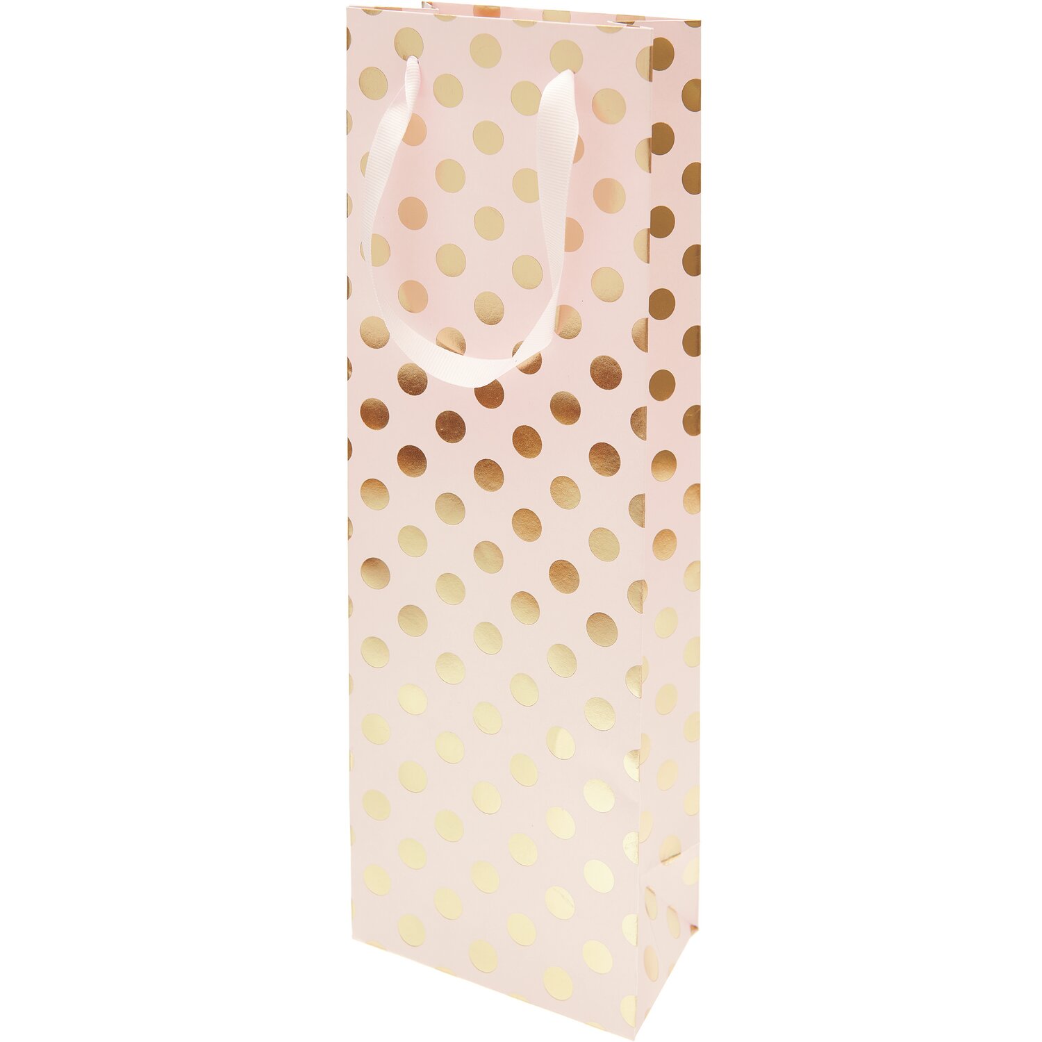 Paper Poetry Flaschentüte rosa Punkte gold 12x36,5x8cm