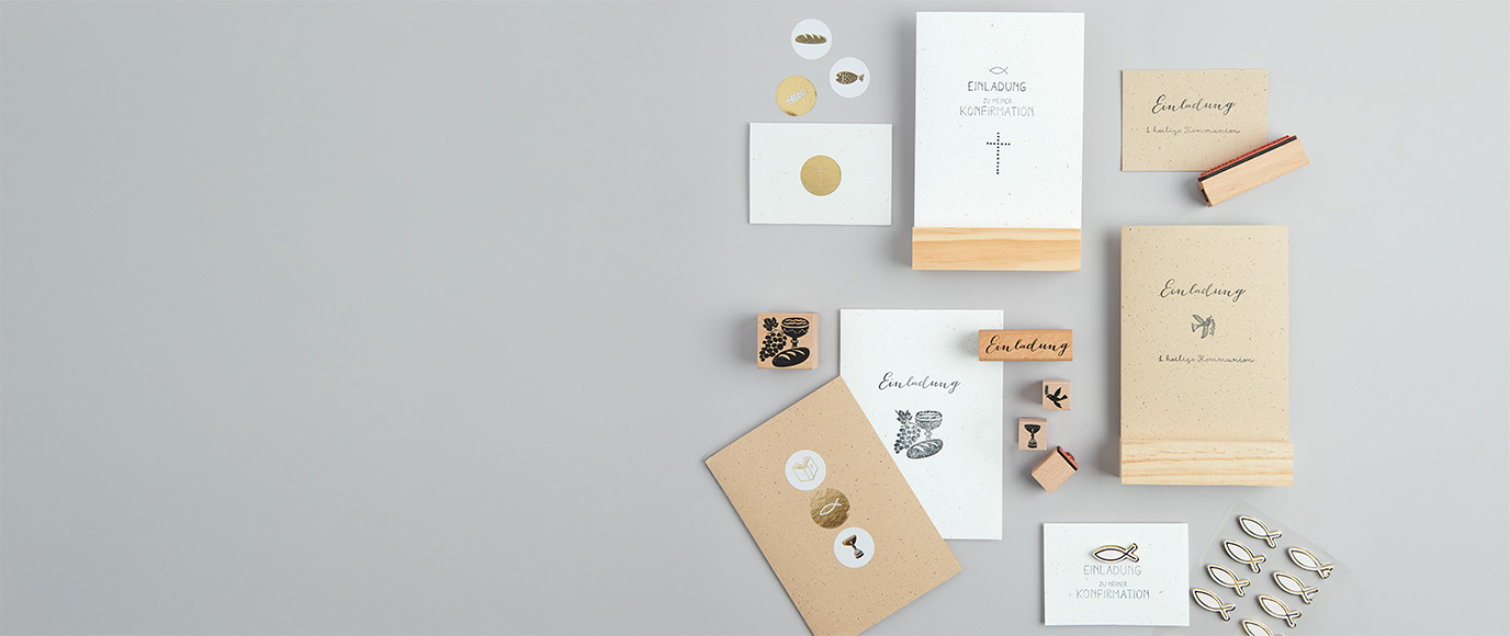 selbstgemachte Karten für Kommunion und Konfirmation