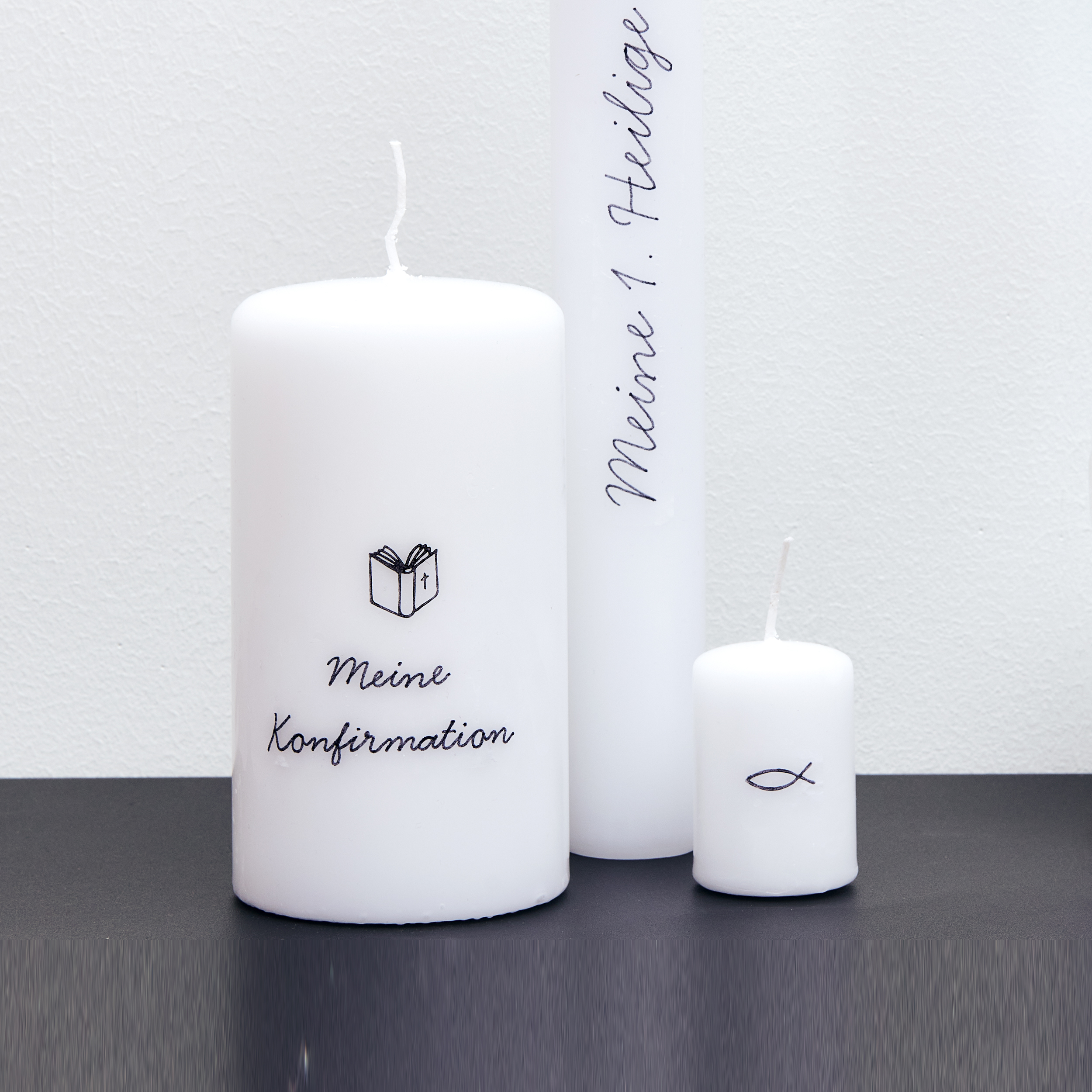 Konfirmation Kerzen beschriften mit Embossing Deko