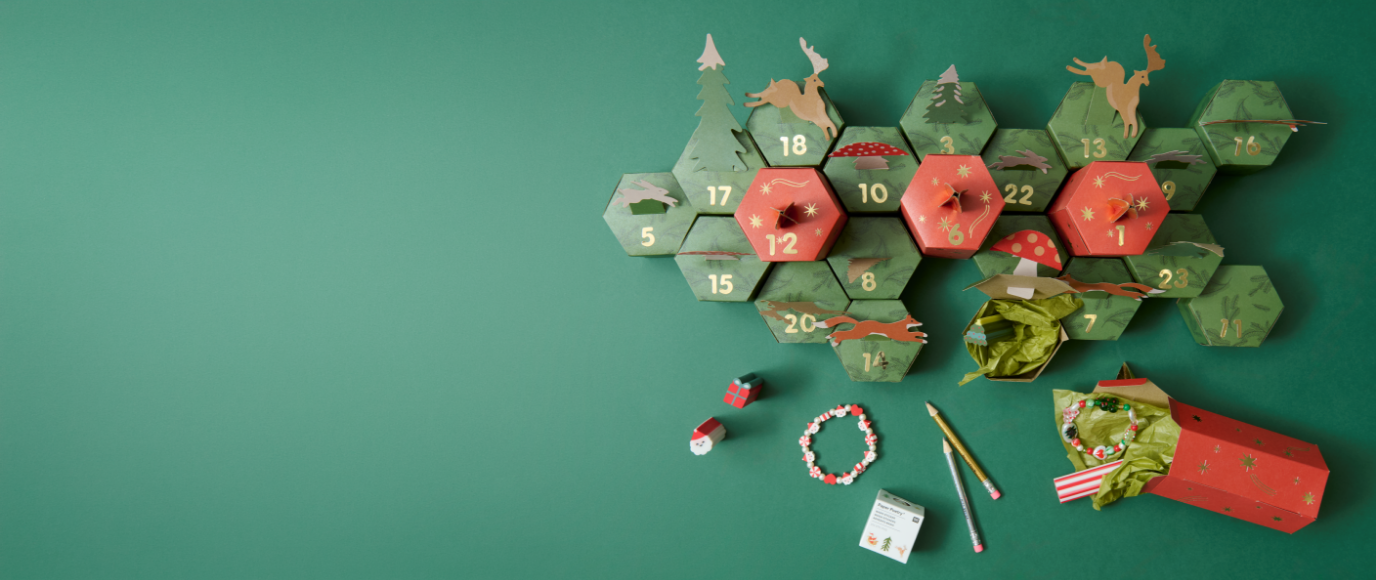 Adventskalender Bastelset mit roten Kerzen aus Papier