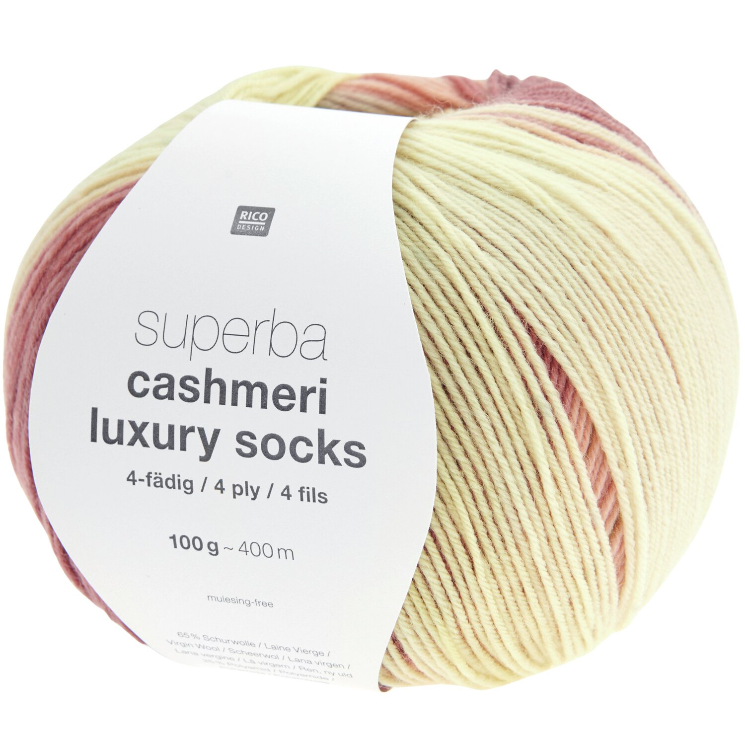 Superba Cashmeri Luxury Socks 4fädig 100g 400m Farbe Earthy Pastels von Rico Design Superba Cashmeri Luxury Socks 4fädig 100g 400m Farbe Earthy Pastels von Rico Design