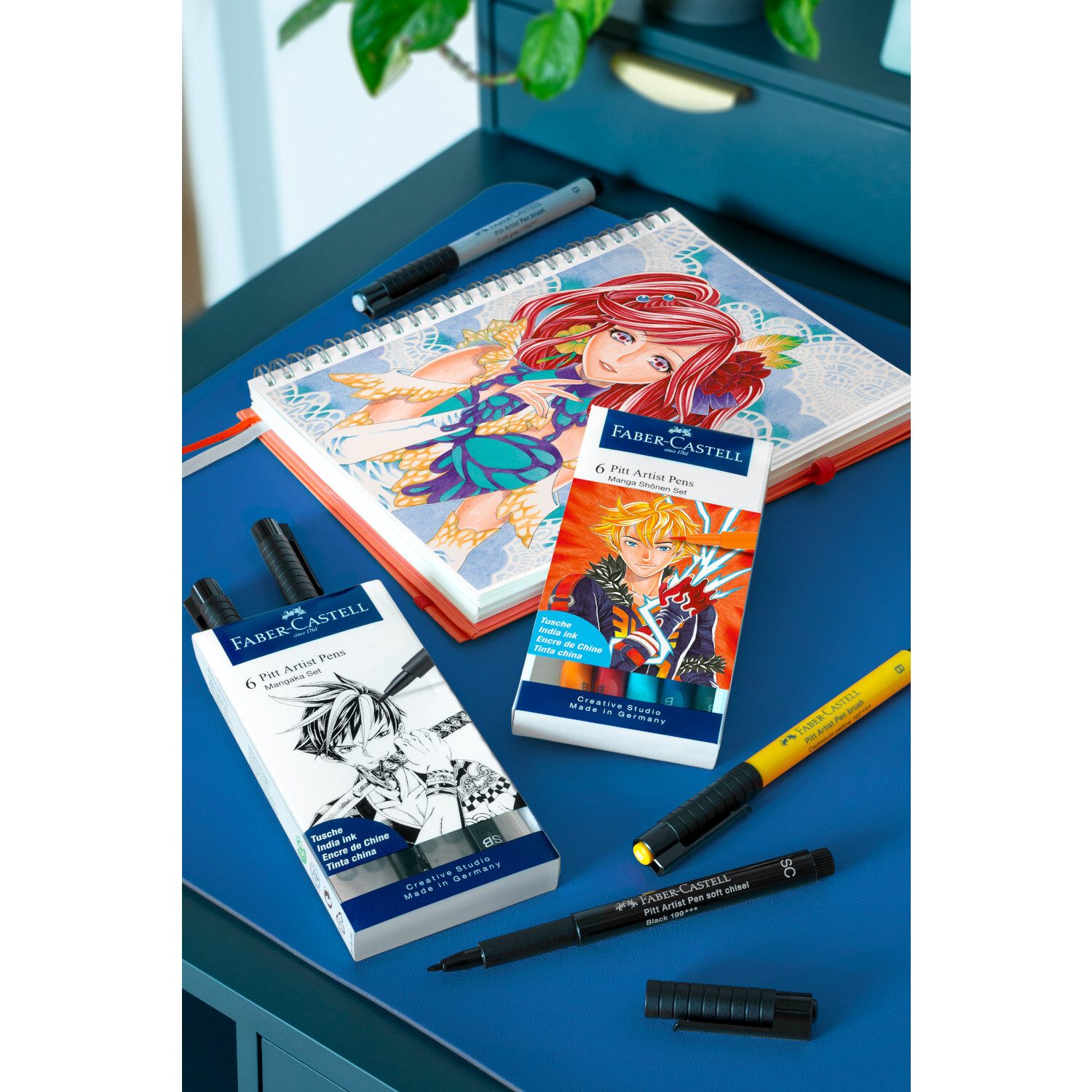 Pitt Artist Pen Manga Shônen Tuschestift-Set 6-teilig von Faber-Castell 