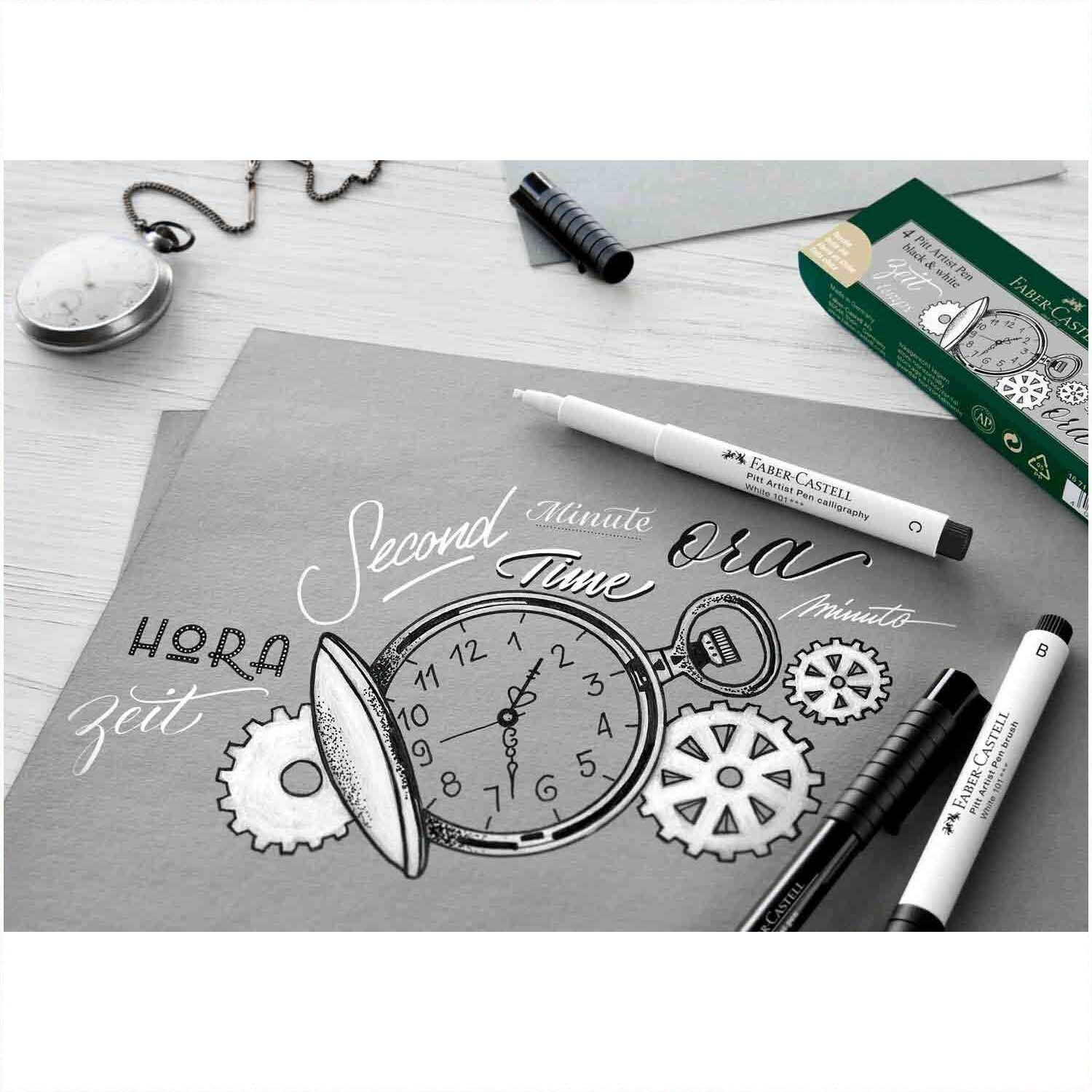 Tuschestift Pitt Artist Pen Black & White 4 Stück Tuschestift Pitt Artist Pen Black & White 4 Stück