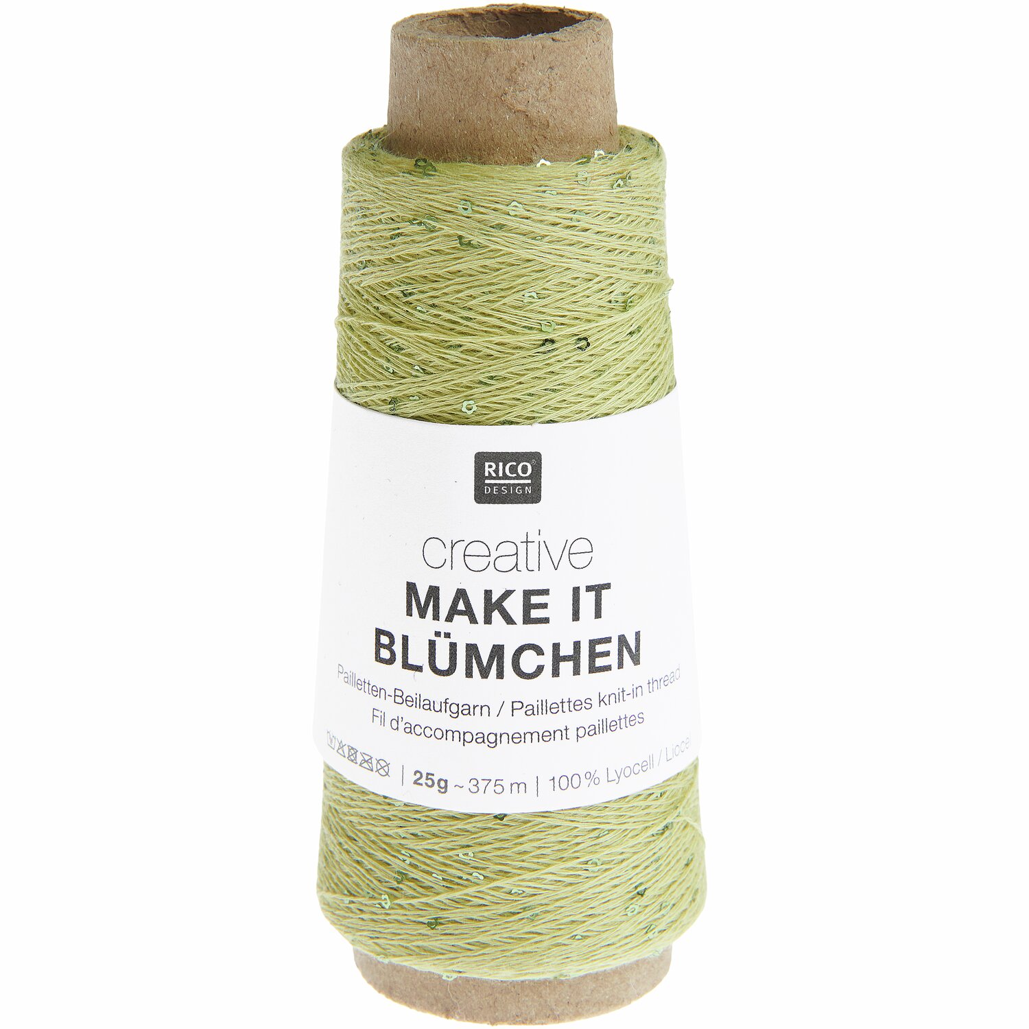 Strickset Stulpen Modell 05 aus Lovewool No. 21 von Rico Design Creative Make It Blümchen: Olivfarbener Garn von Rico Design, 25g, 375m, auf Pappspule.