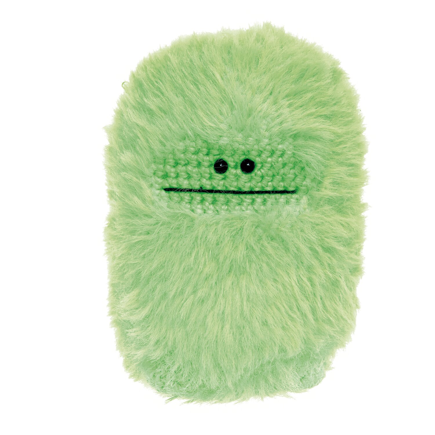 Ricorumi Marvellous Monsters Under My Bed, flauschiges Neon-Grün Kuschelmonster mit schwarzem Stickmund und runden Sicherheitsaugen vor weißem Hintergrund