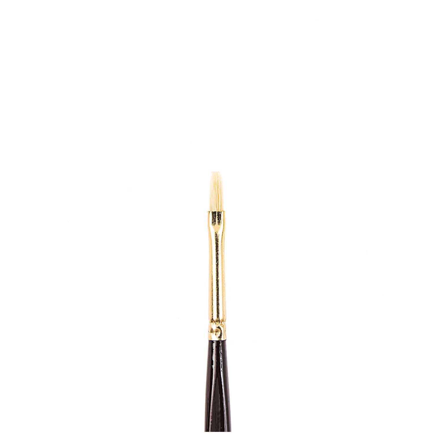 Fine Art Öl Borste Ergonomic flach kurzer Stiel von Rico Design, goldener Pinsel mit kurzem Stiel, ideal für präzises Malen.