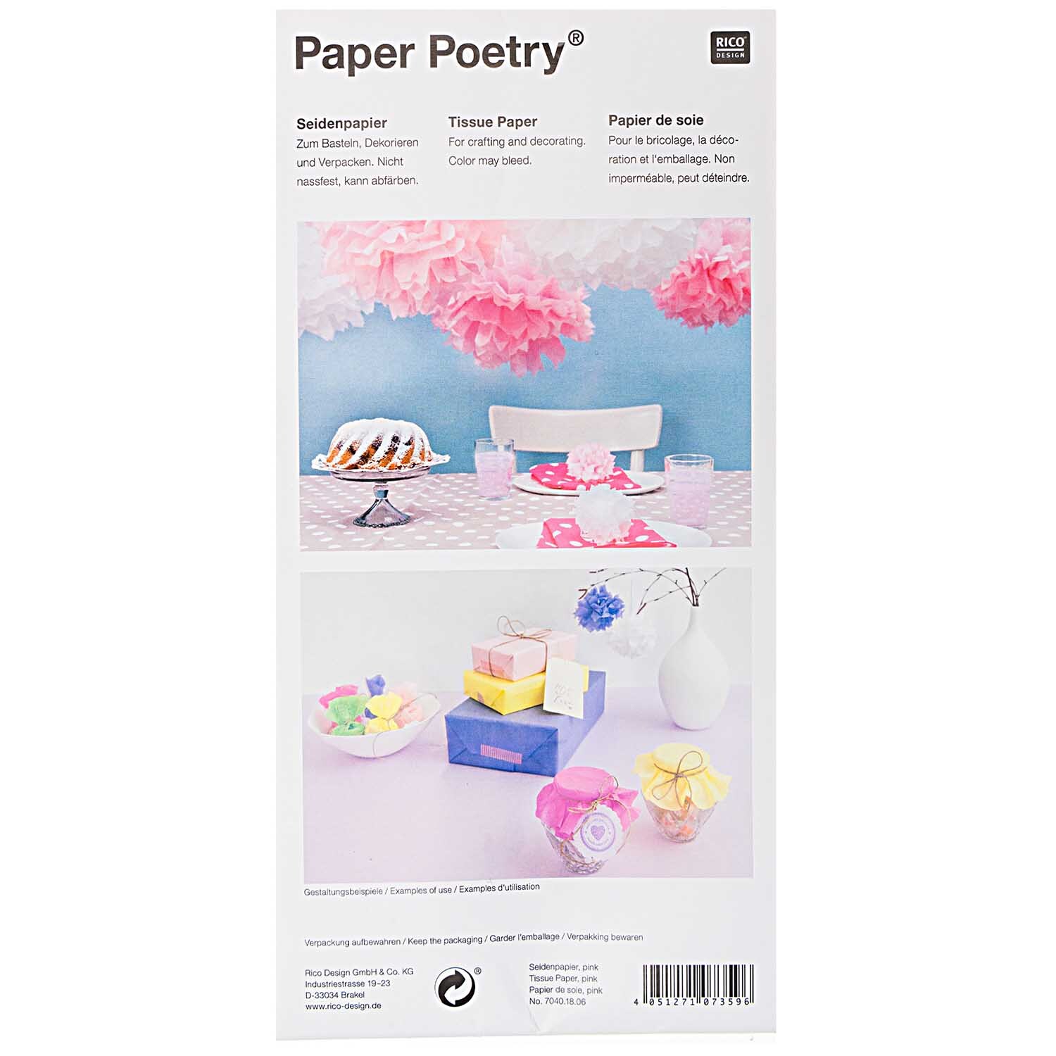Seidenpapier 50x70cm 5 Bogen von Rico Design in Silber, ideal zum Basteln und Dekorieren.