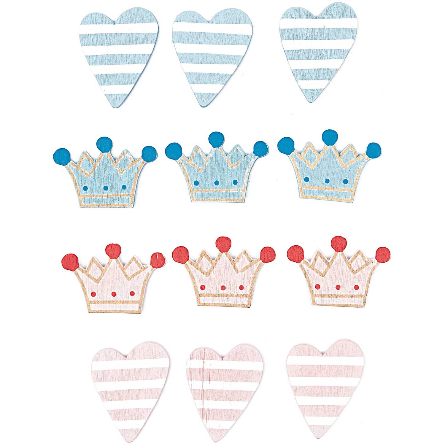 Streu Prinz & Prinzessin 4cm 12 Stück Holz