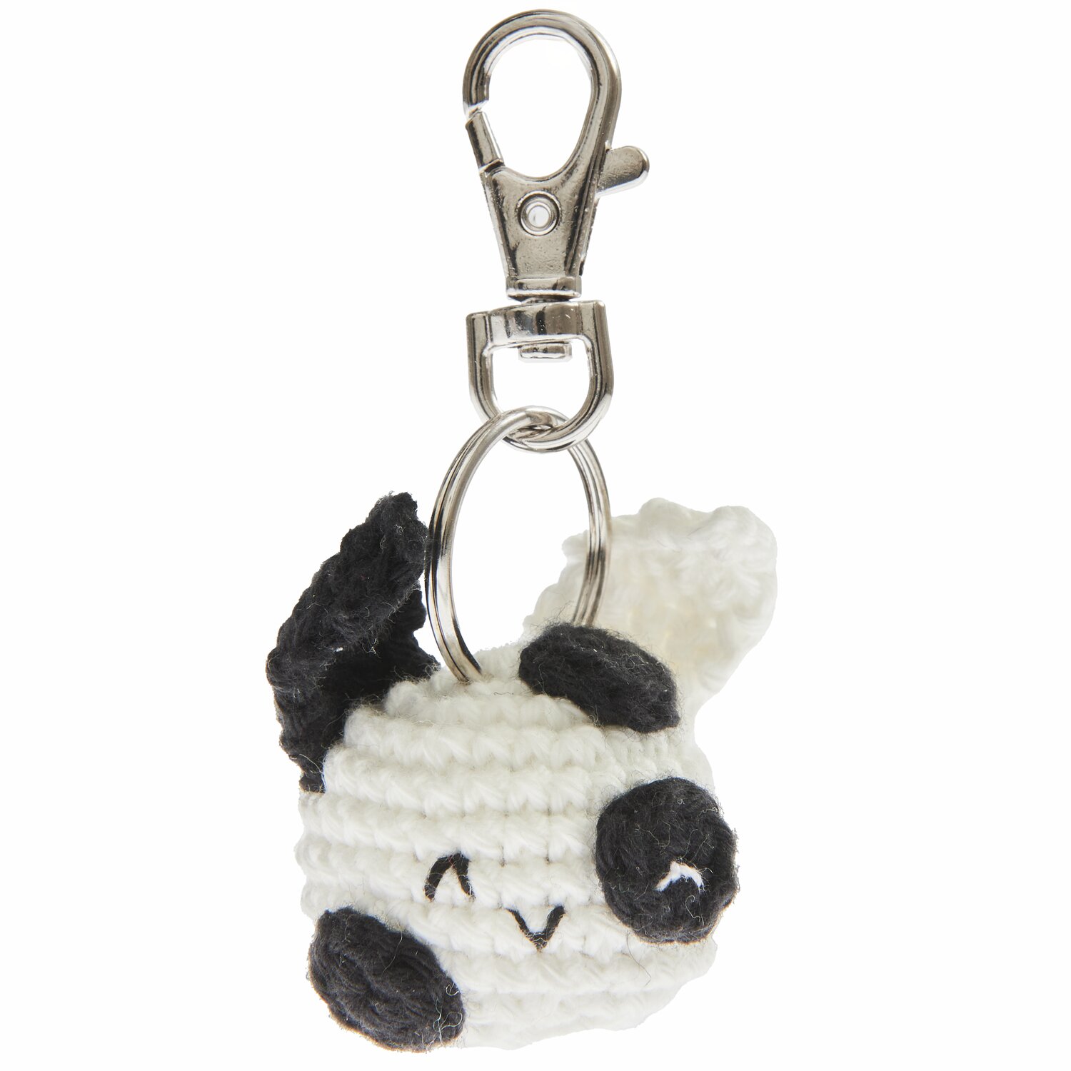 Ricorumi Häkelset Schlüsselanhänger - Chingu Animals: Niedlicher Panda-Anhänger in Schwarz-Weiß mit Metallclip von Rico Design.