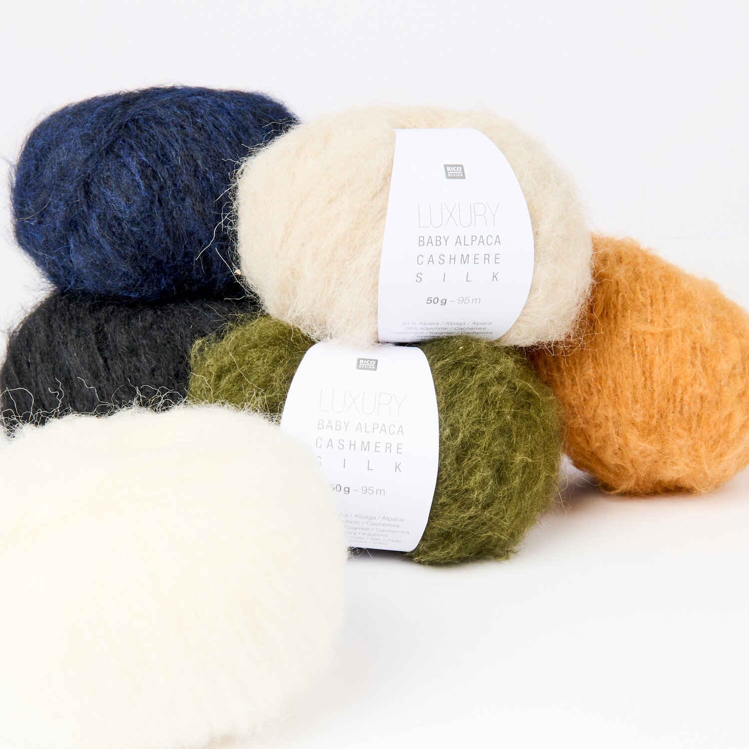 Luxury Baby Alpaca Cashmere Silk 50g 95m Farbe Olive von Rico Design
