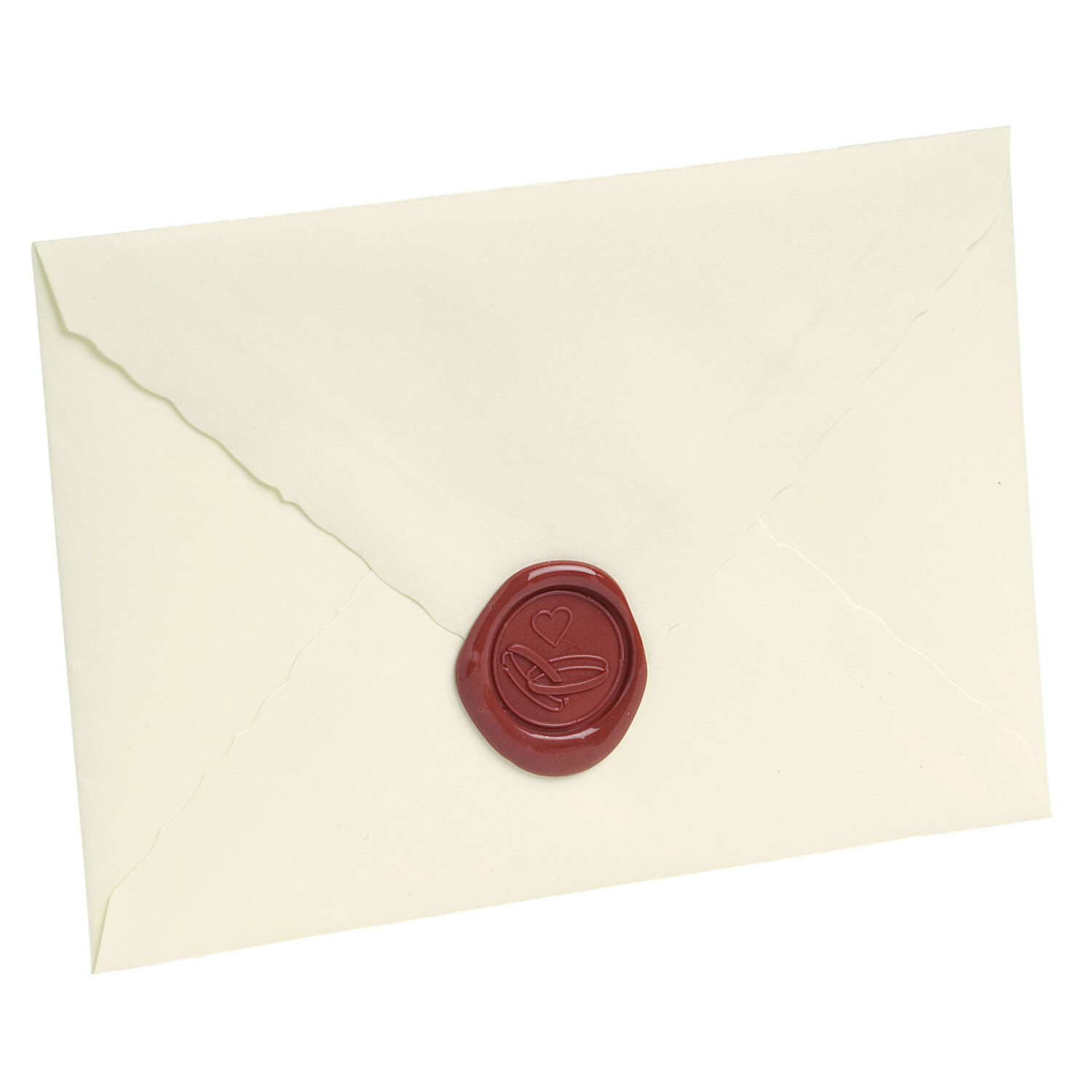 Siegelplatte Allianzen: Cremefarbener Umschlag mit rotem Wachssiegel, elegant und klassisch.