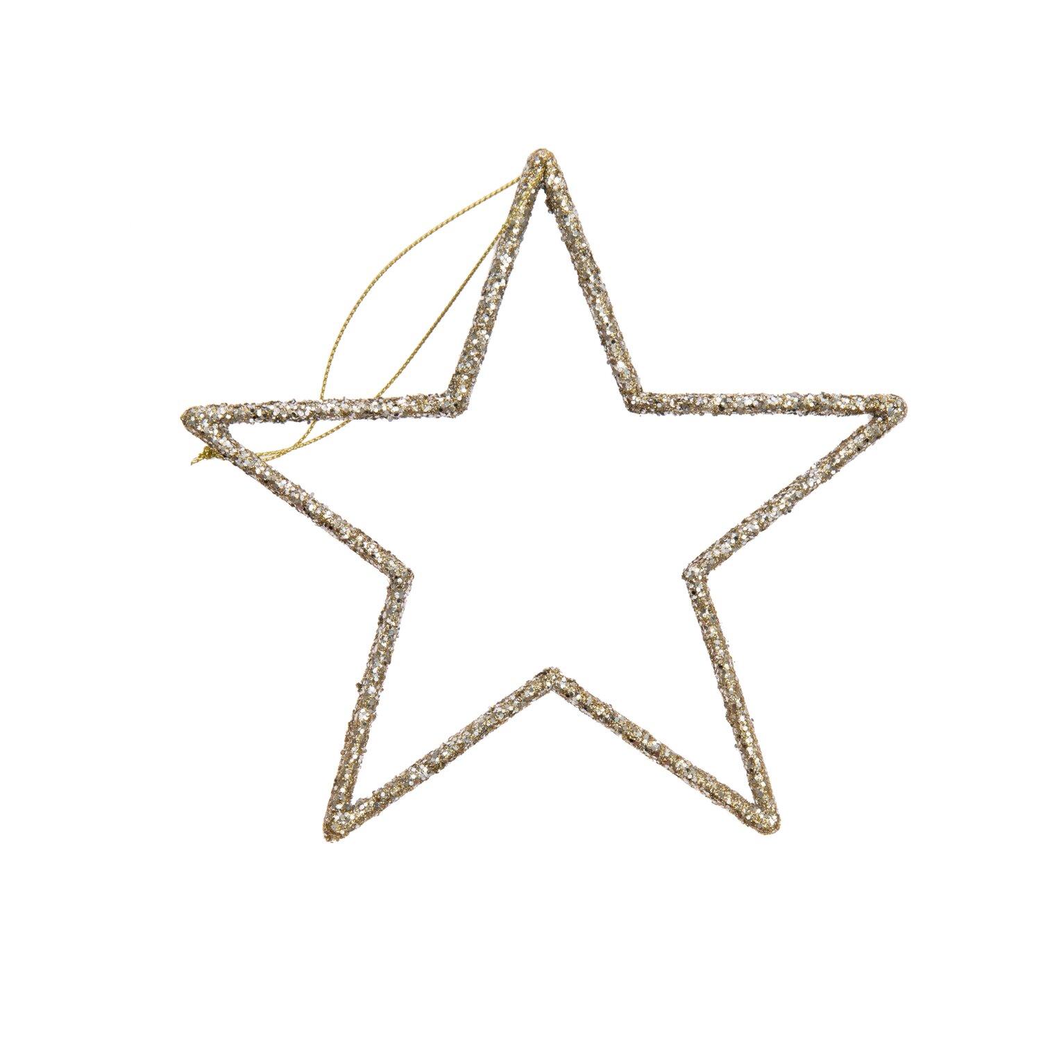 Hänger Stern mit Glitter gold: Funkelnder Sternanhänger von Rico Design, ideal für festliche Dekorationen.