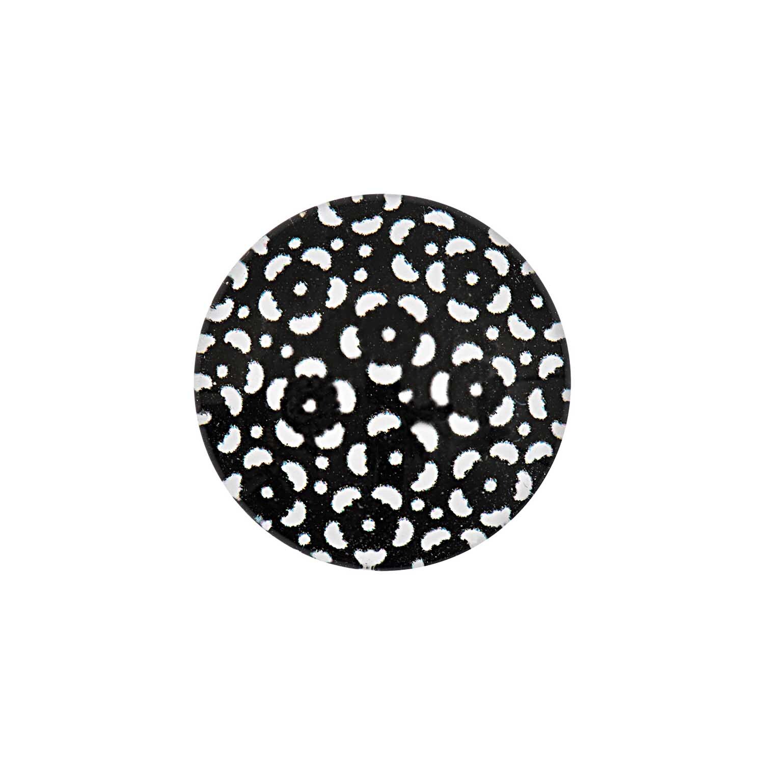 Cabochon Blumen schwarz-weiß 20mm Glas