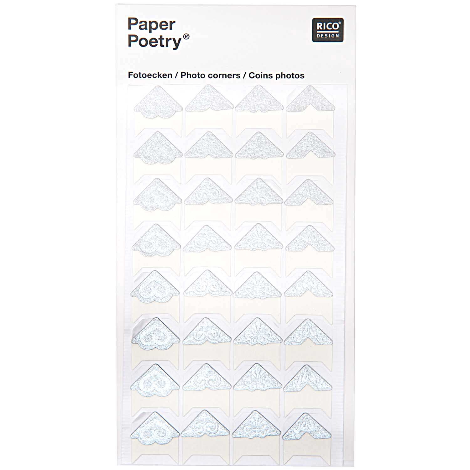 Paper Poetry Design Fotoecken silber 32 Stück von Rico Design