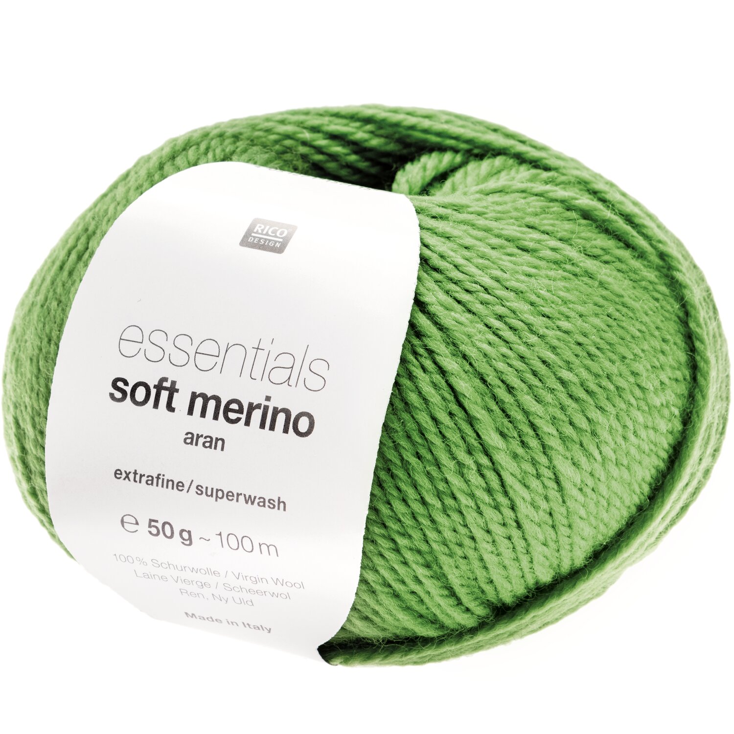 Essentials Soft Merino aran 50g 100m Farbe Grasgrün von Rico Design