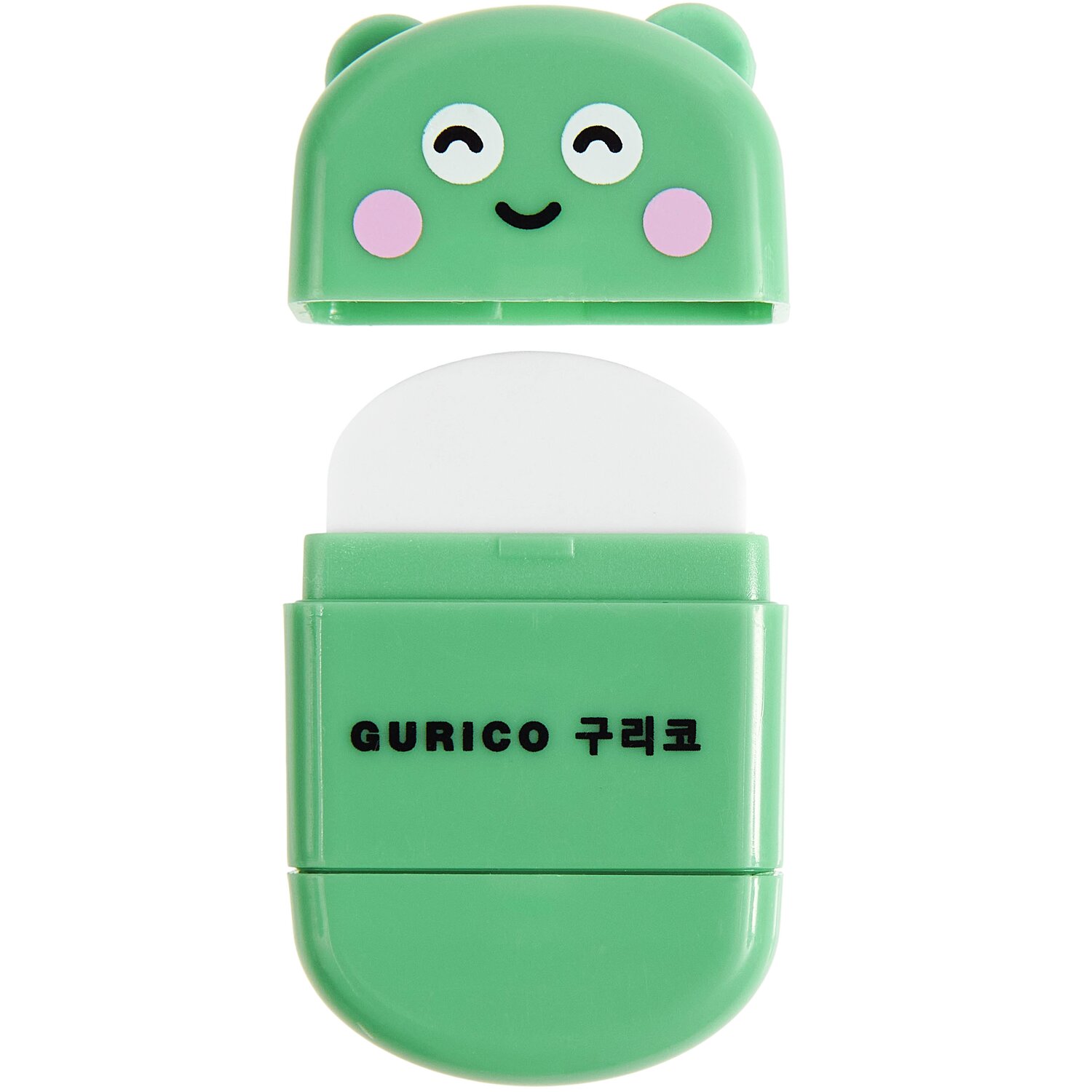 Paper Poetry Radiergummi mit Anspitzer Frosch in Grün, 32x18x51mm, mit fröhlichem Gesicht.