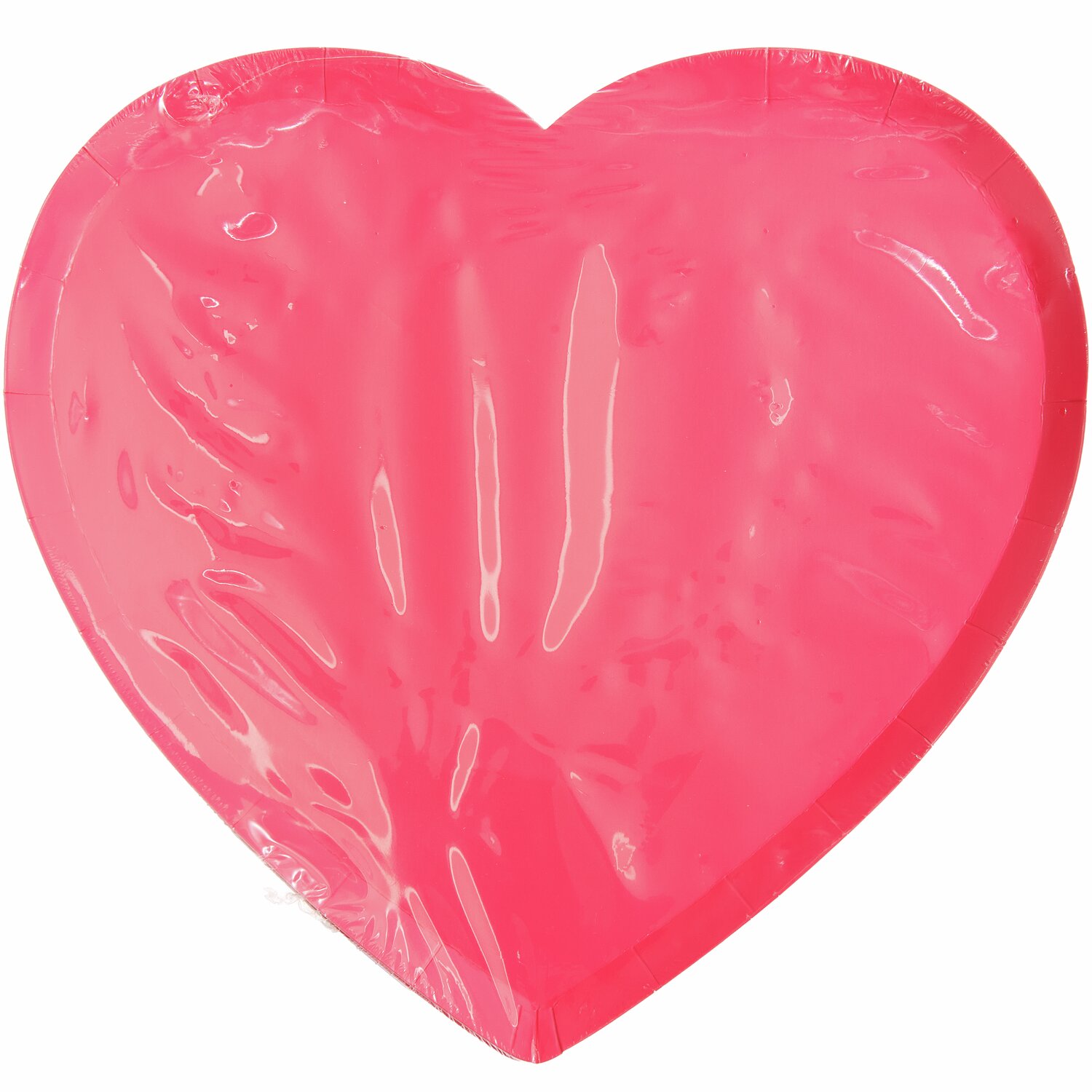 Pappteller Herz 8 Stück, leuchtend in Neon Pink, ideal für Partys, 24x23cm groß.