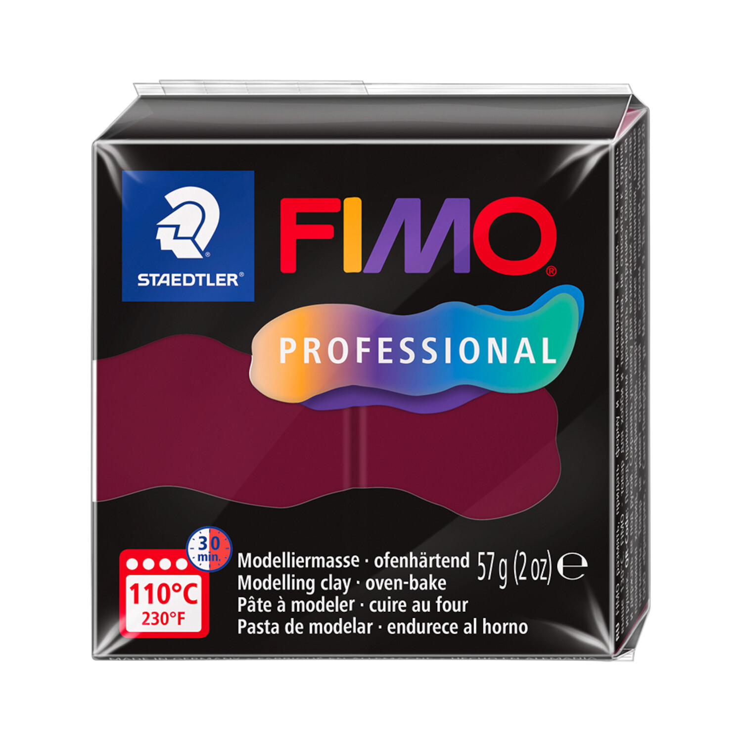 FIMO Professional Modelliermasse in Bordeaux, 57g, von Staedtler, ideal zum Ofenhärten.