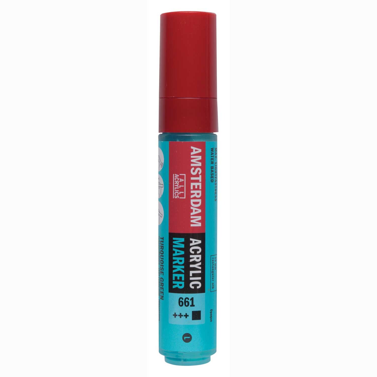Acrylic Marker 15mm Farbe Türkisgrün von Royal Talens Acrylic Marker 15mm in Türkisgrün von AMSTERDAM, mit roter Kappe, ideal für kreative Projekte.