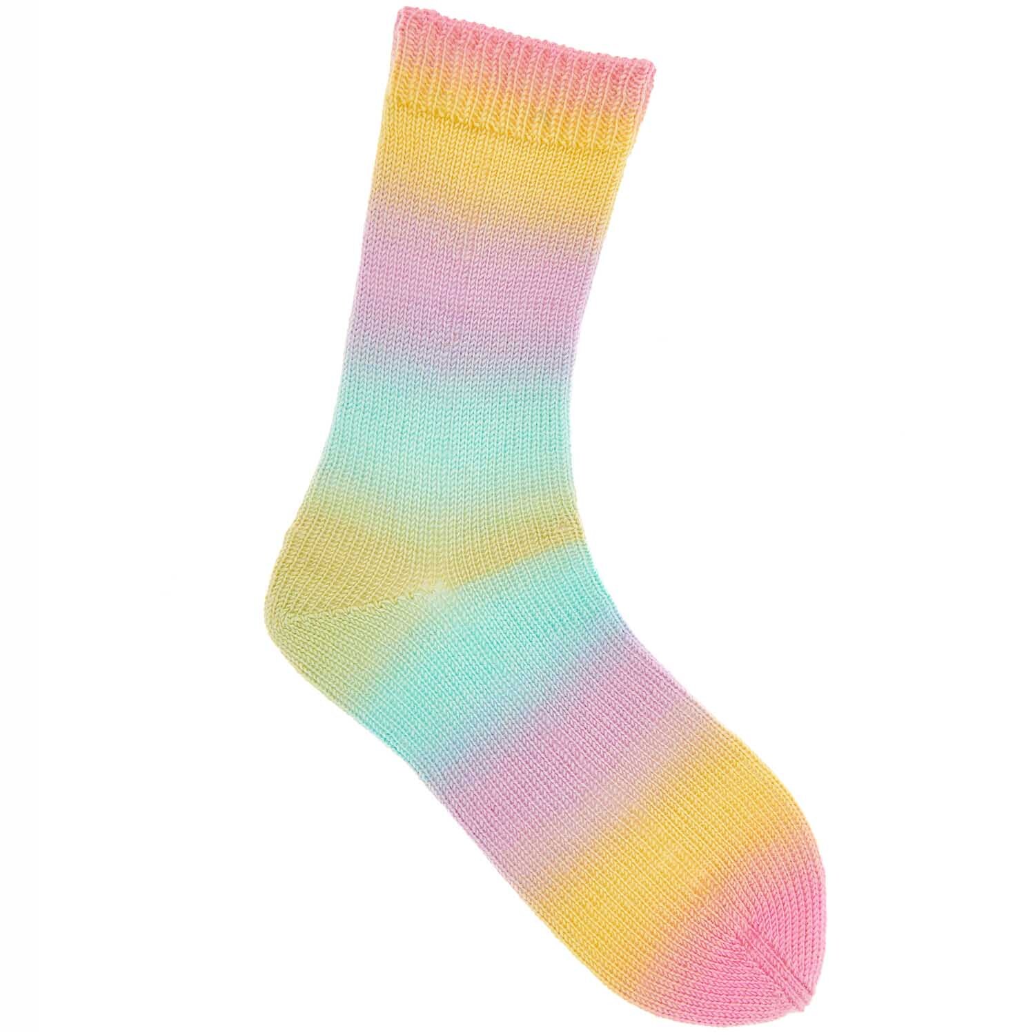 Superba Twirl 4fädig: Bunte Socke in Pastelltönen, gestrickt aus Rico Design Garn, 100g 390m.