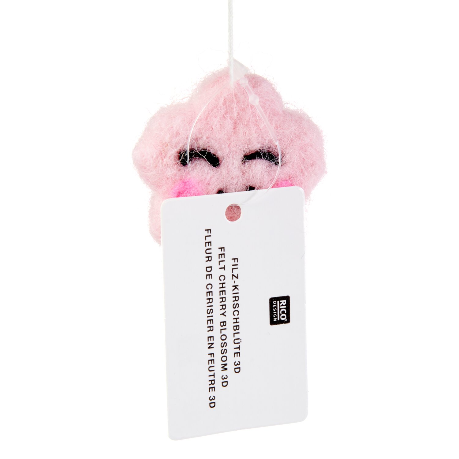 Aufhänger Filz-Kirschblüte 3D mit Gesicht Rosa 4x4x1,5cm von Rico Design