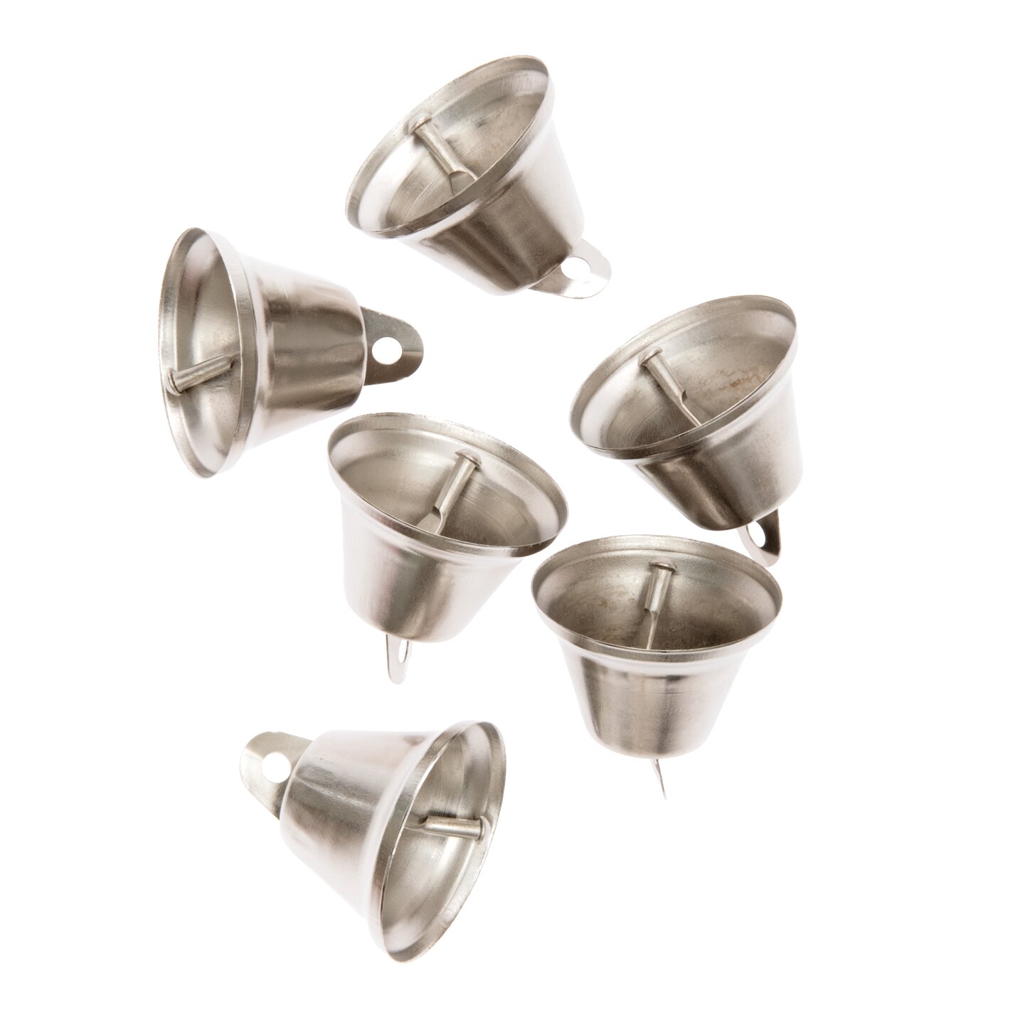 Rico Design Metallglöckchen silberfarbig 3,8x3,6cm 6 Stück